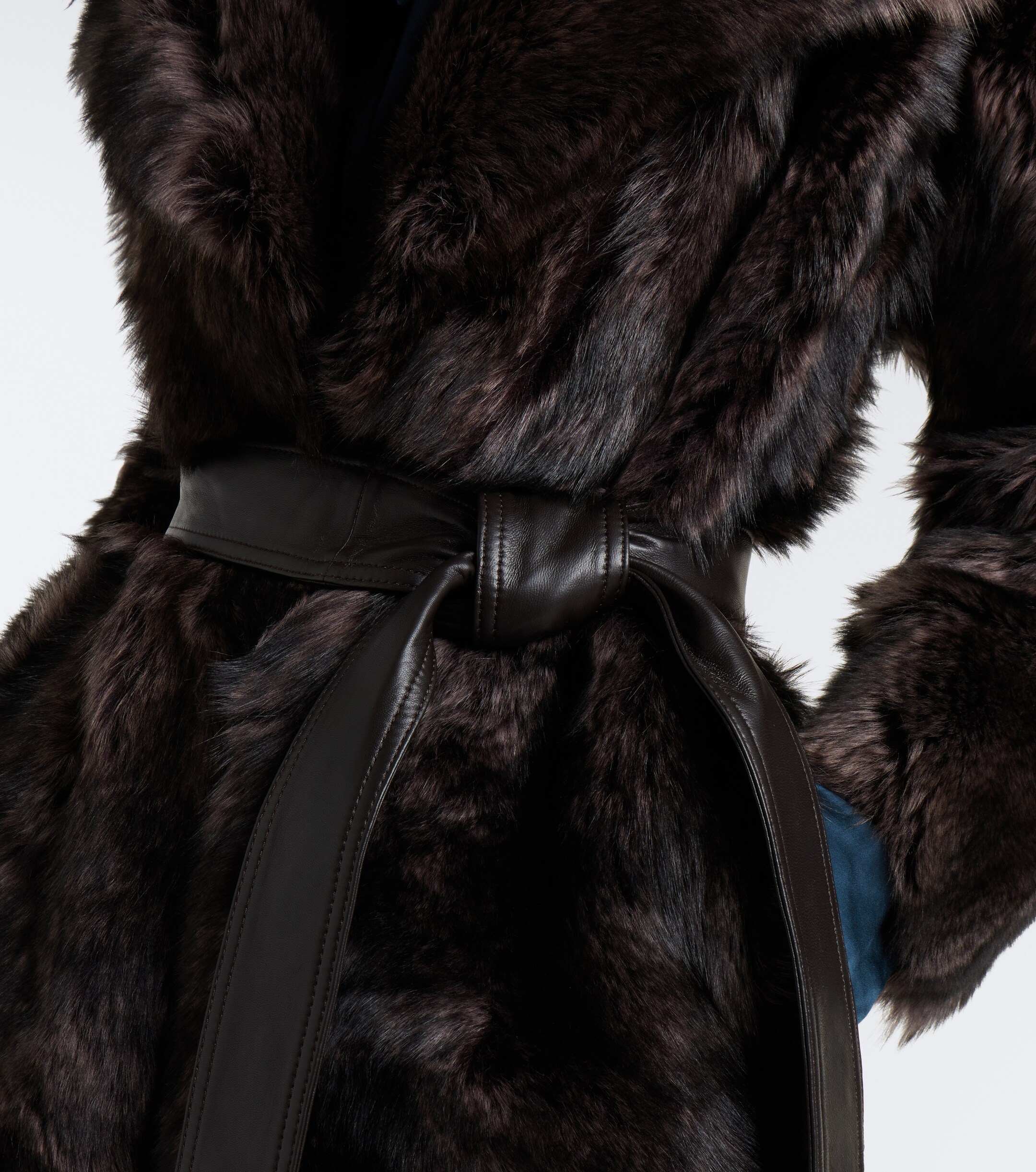 Zimmermann Zimmermann Valiant leather-trimmed shearling wrap coat