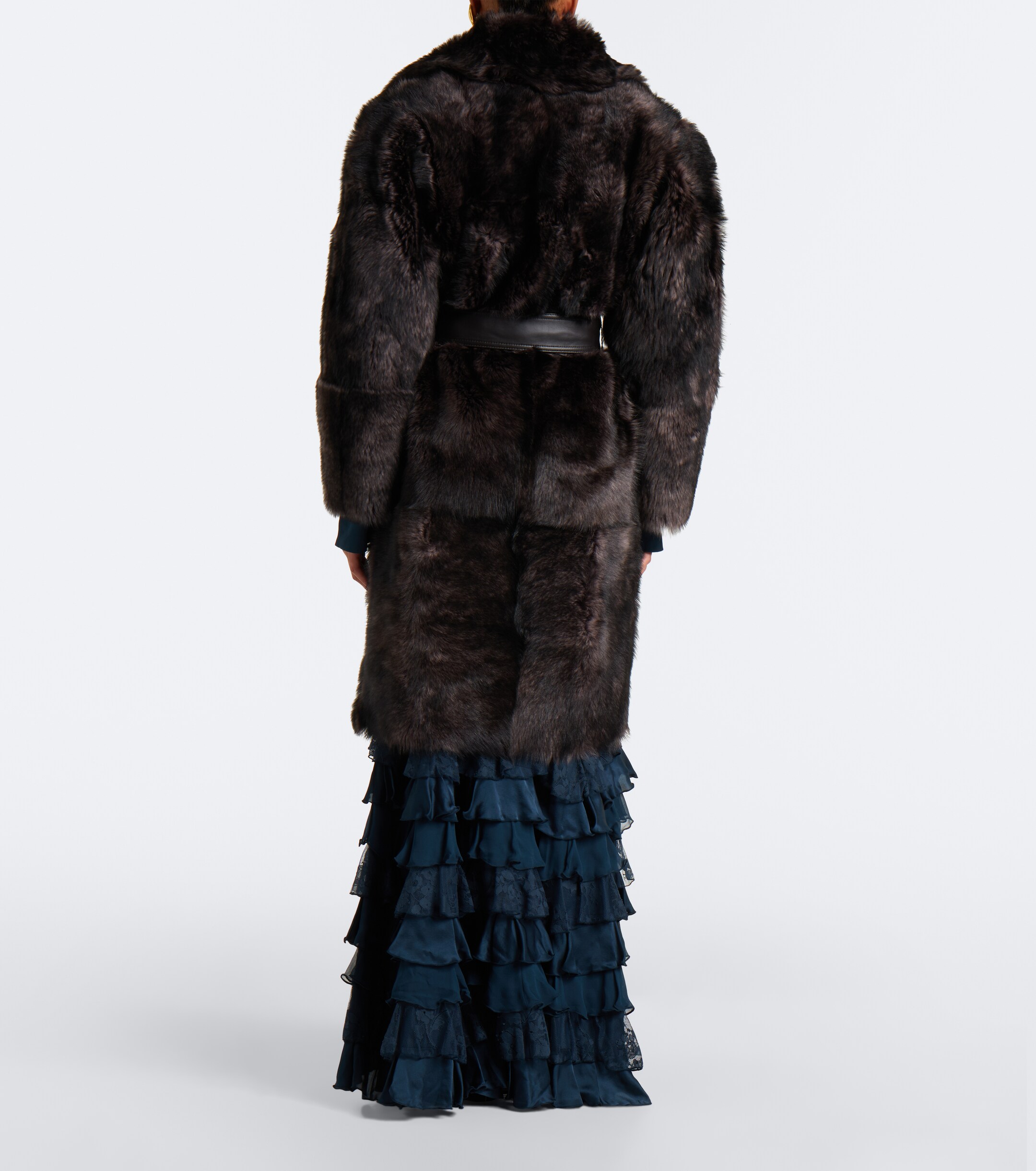 Zimmermann Zimmermann Valiant leather-trimmed shearling wrap coat