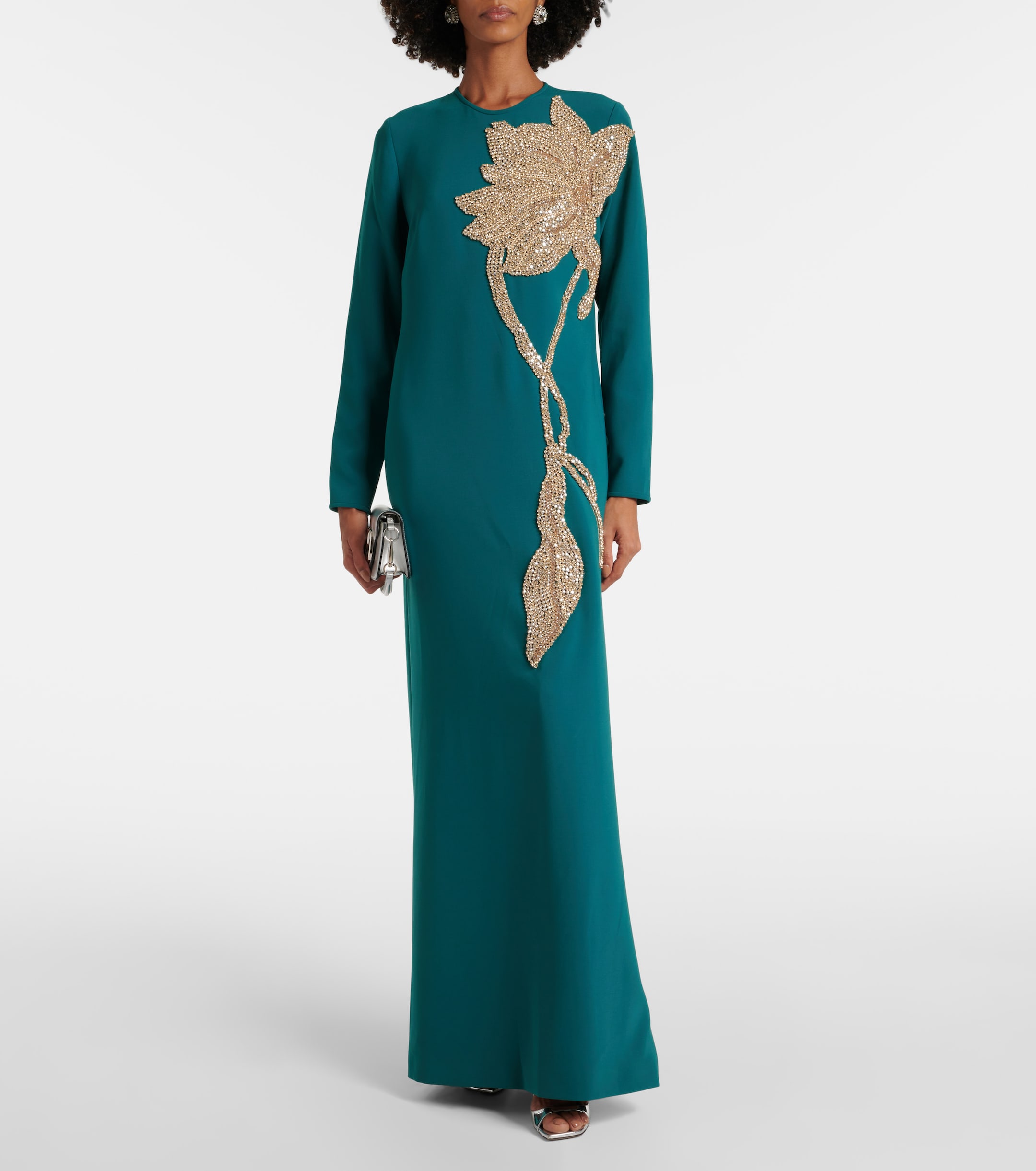 Costarellos Elea embellished crêpe gown
