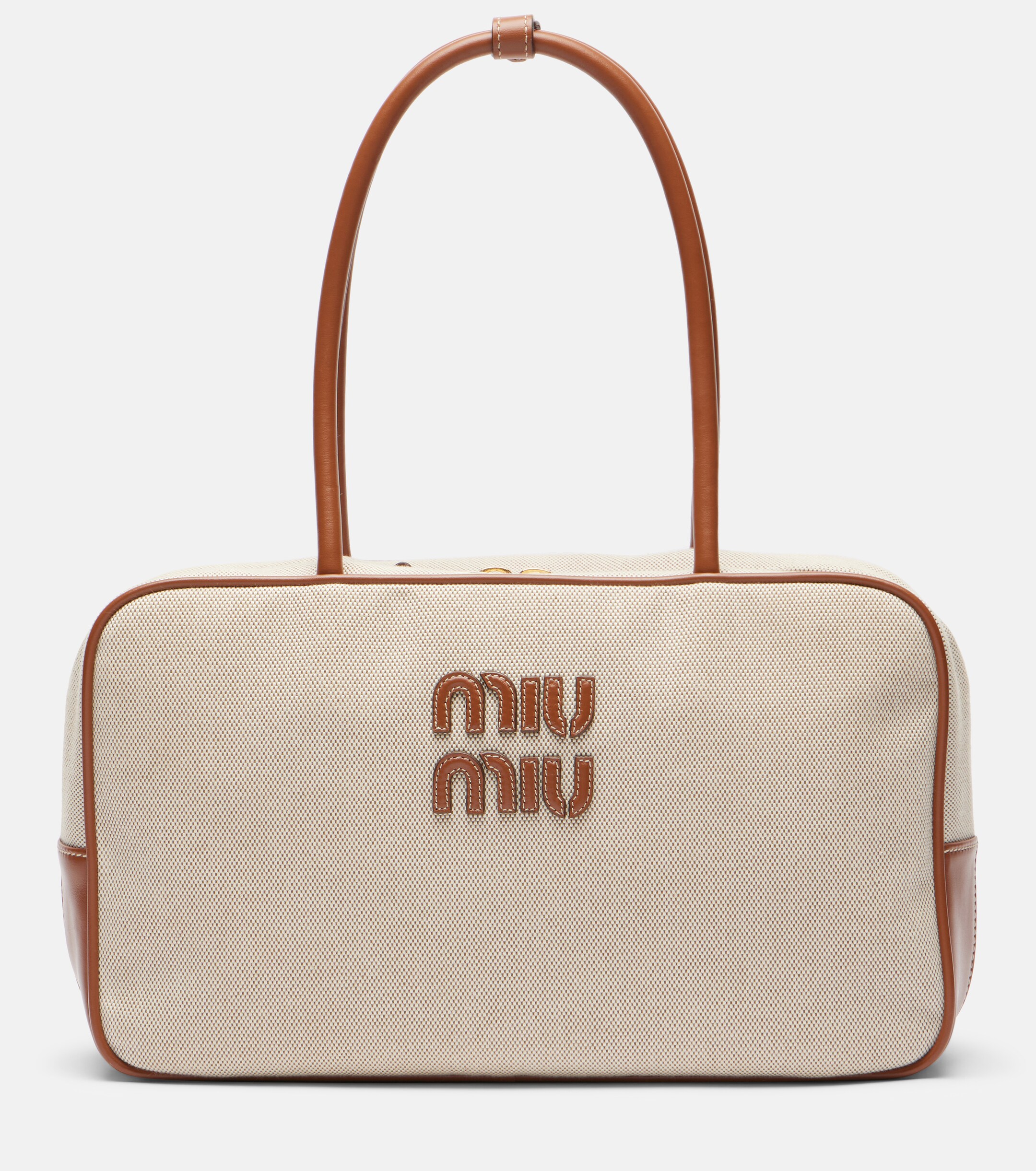 Miu Miu Beau leather-trimmed canvas tote bag