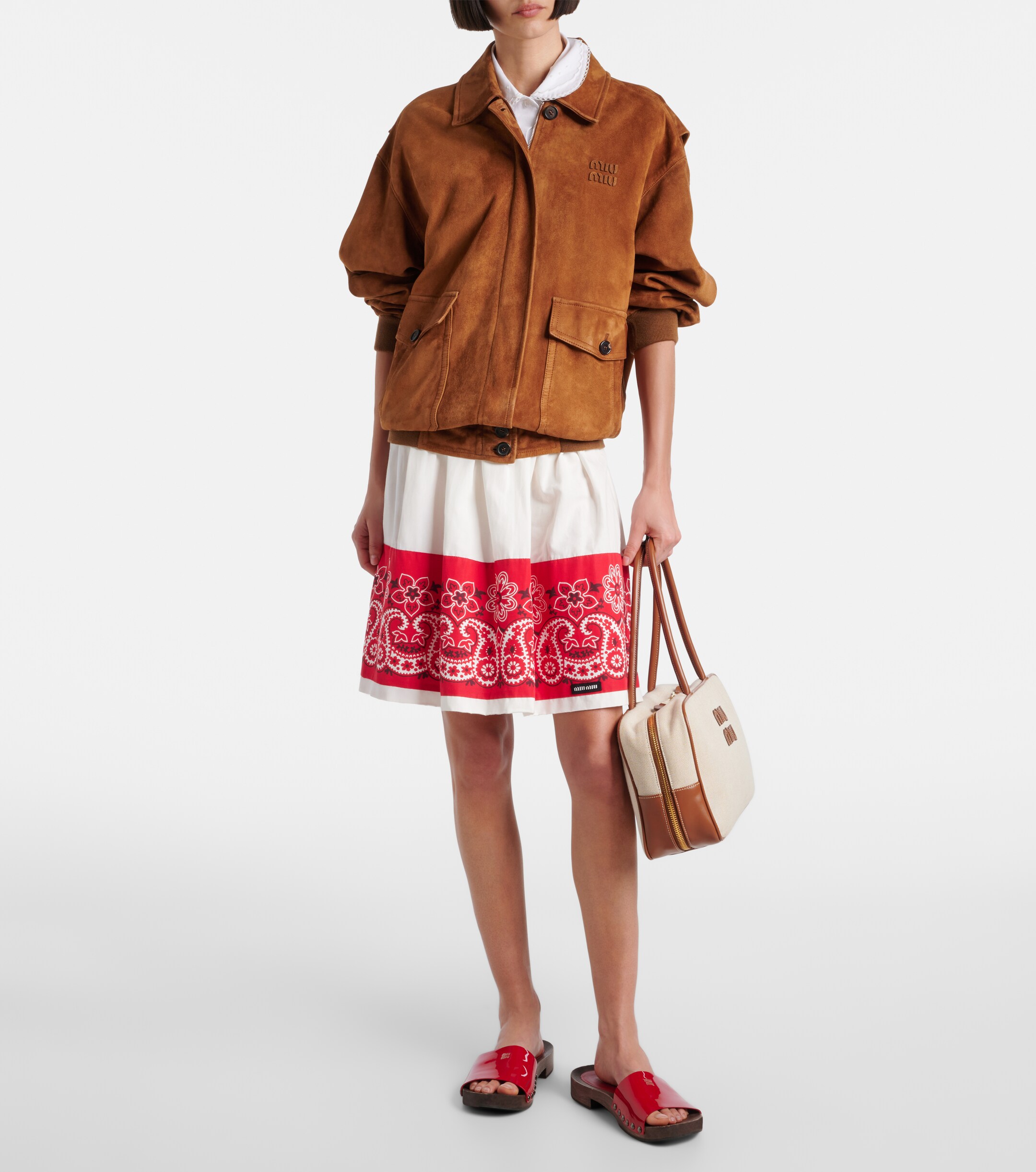 Miu Miu Beau leather-trimmed canvas tote bag