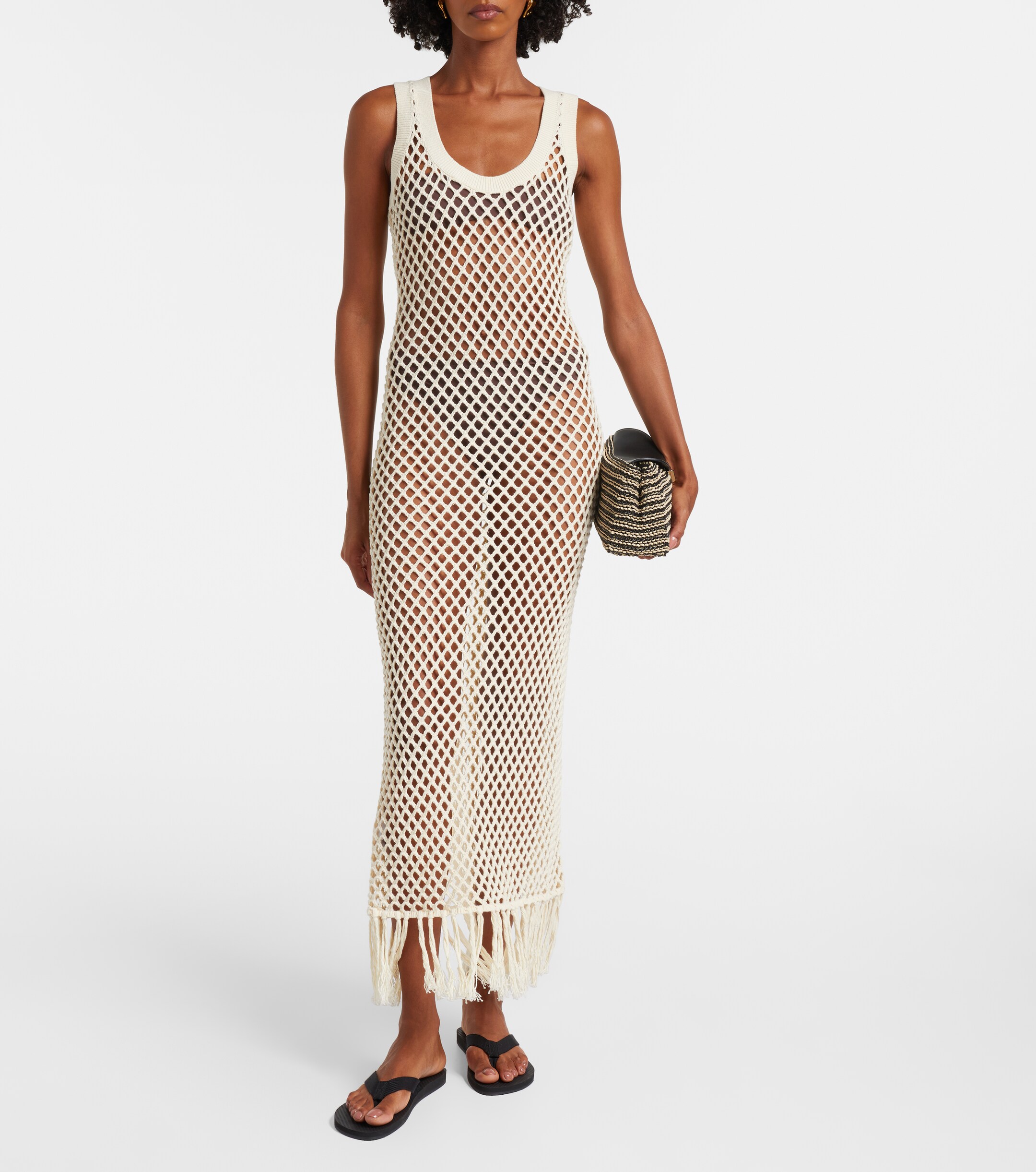 SIR. SIR Ilaria fringed open-knit cotton maxi dress