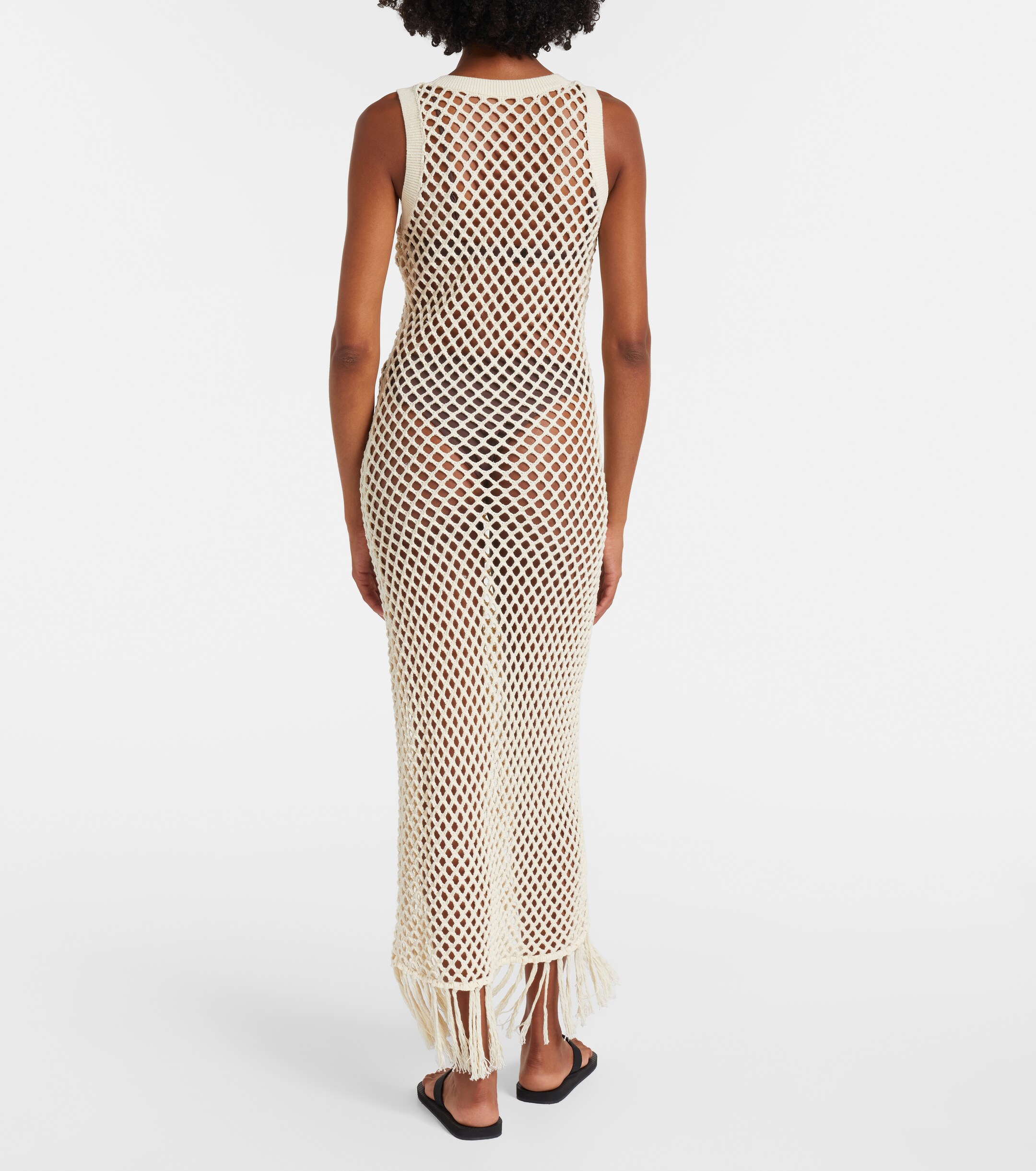 SIR. SIR Ilaria fringed open-knit cotton maxi dress