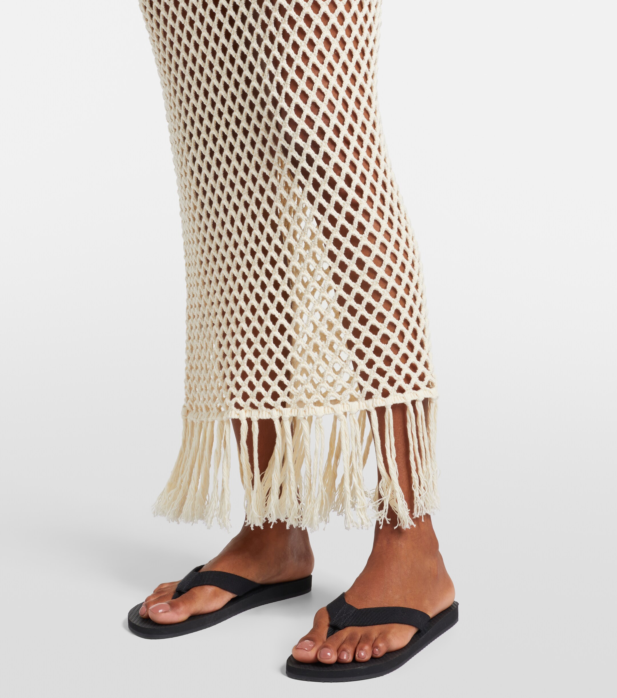 SIR. SIR Ilaria fringed open-knit cotton maxi dress