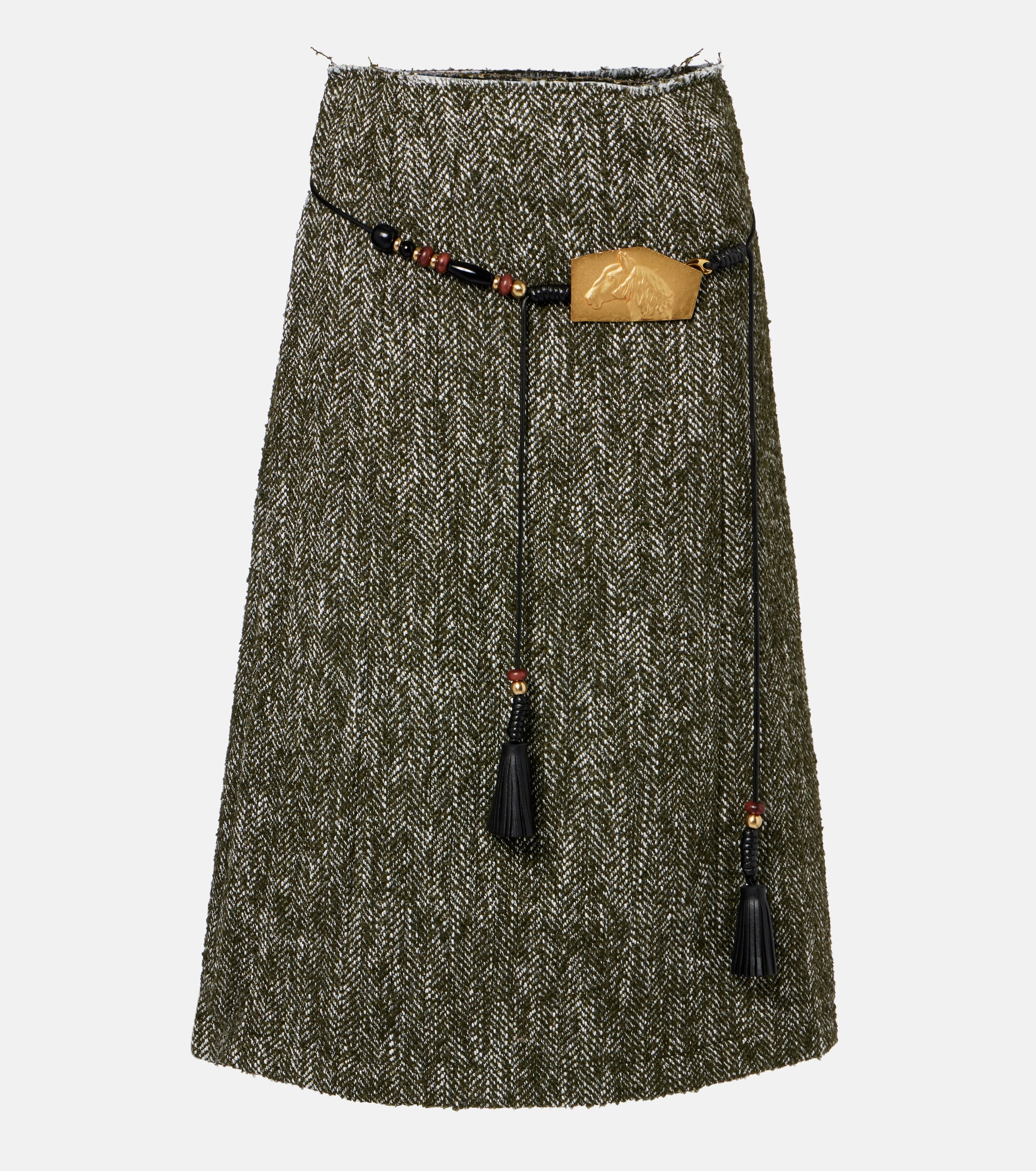Xu Zhi Herringbone midi skirt