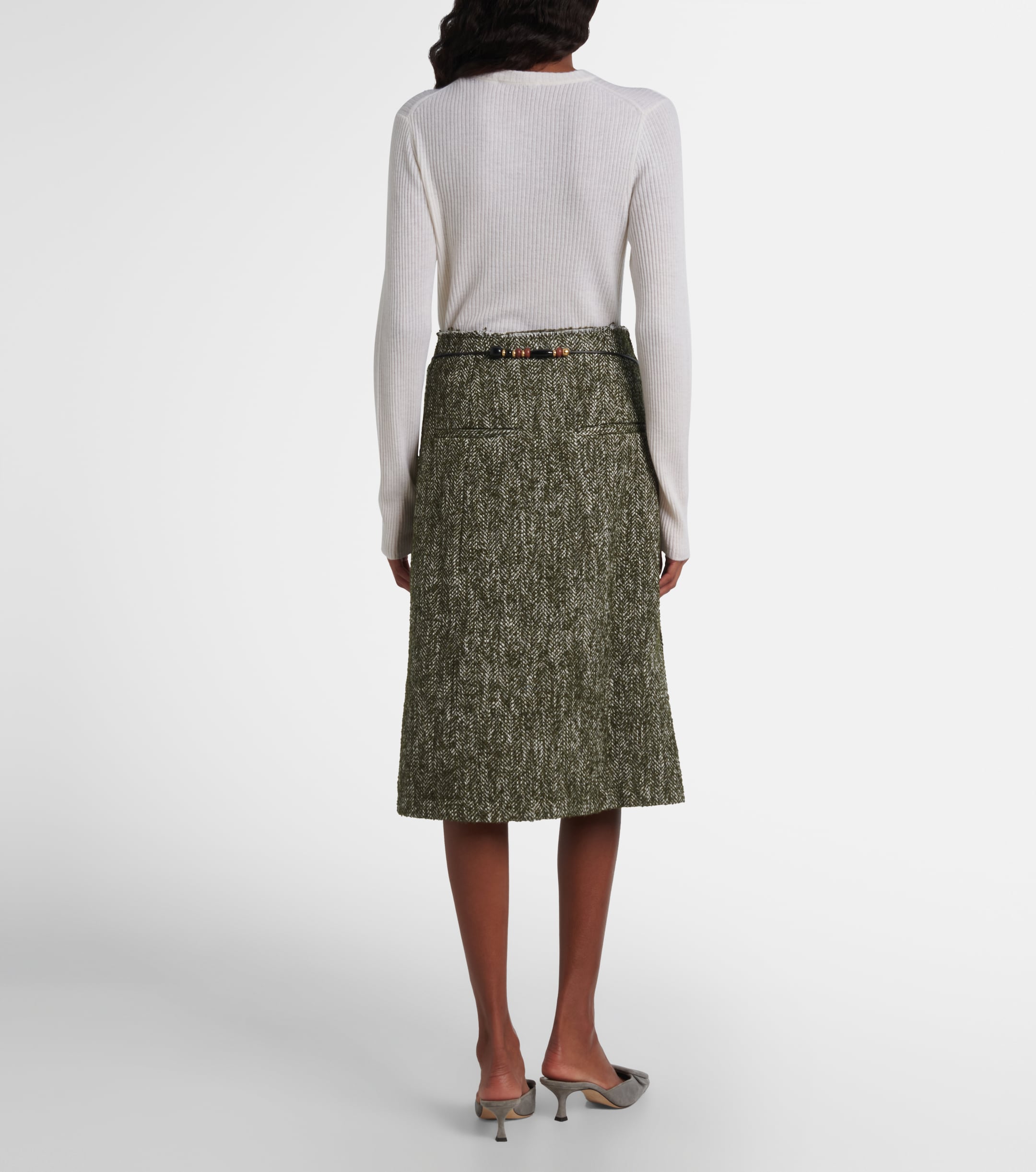 Xu Zhi Herringbone midi skirt