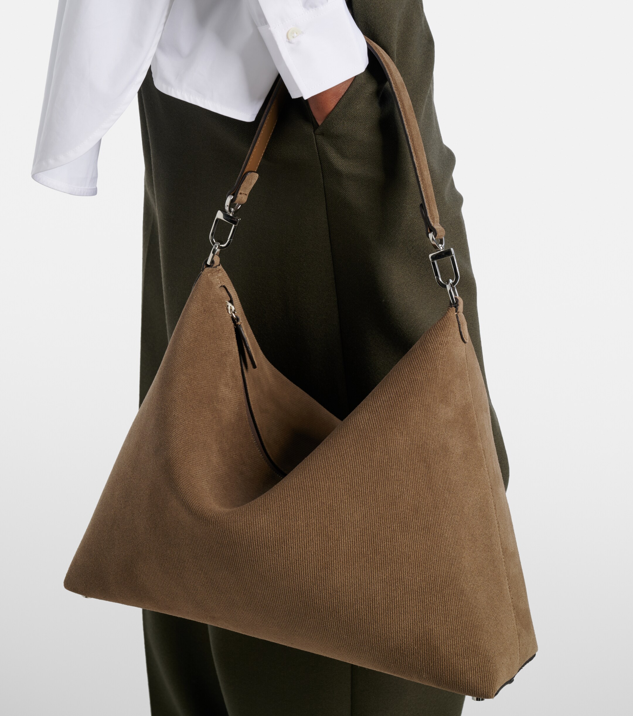 TOTEME Bevel Medium suede shoulder bag