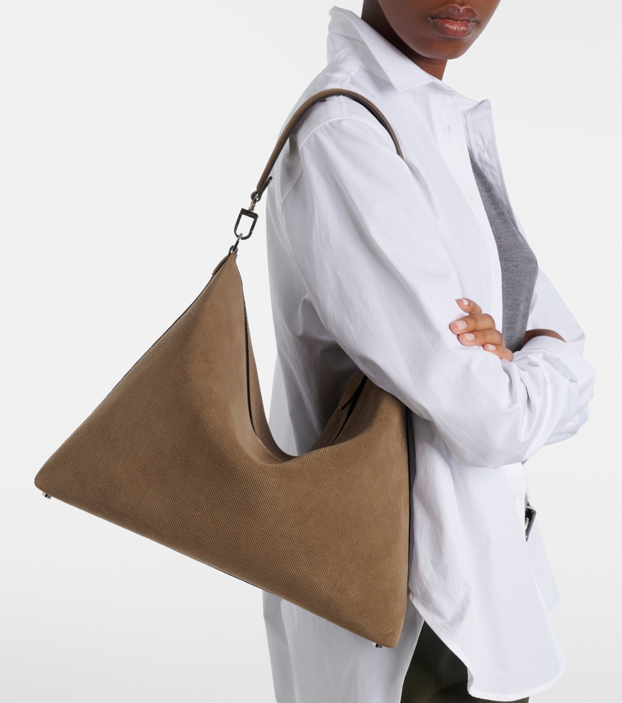 TOTEME Bevel Medium suede shoulder bag