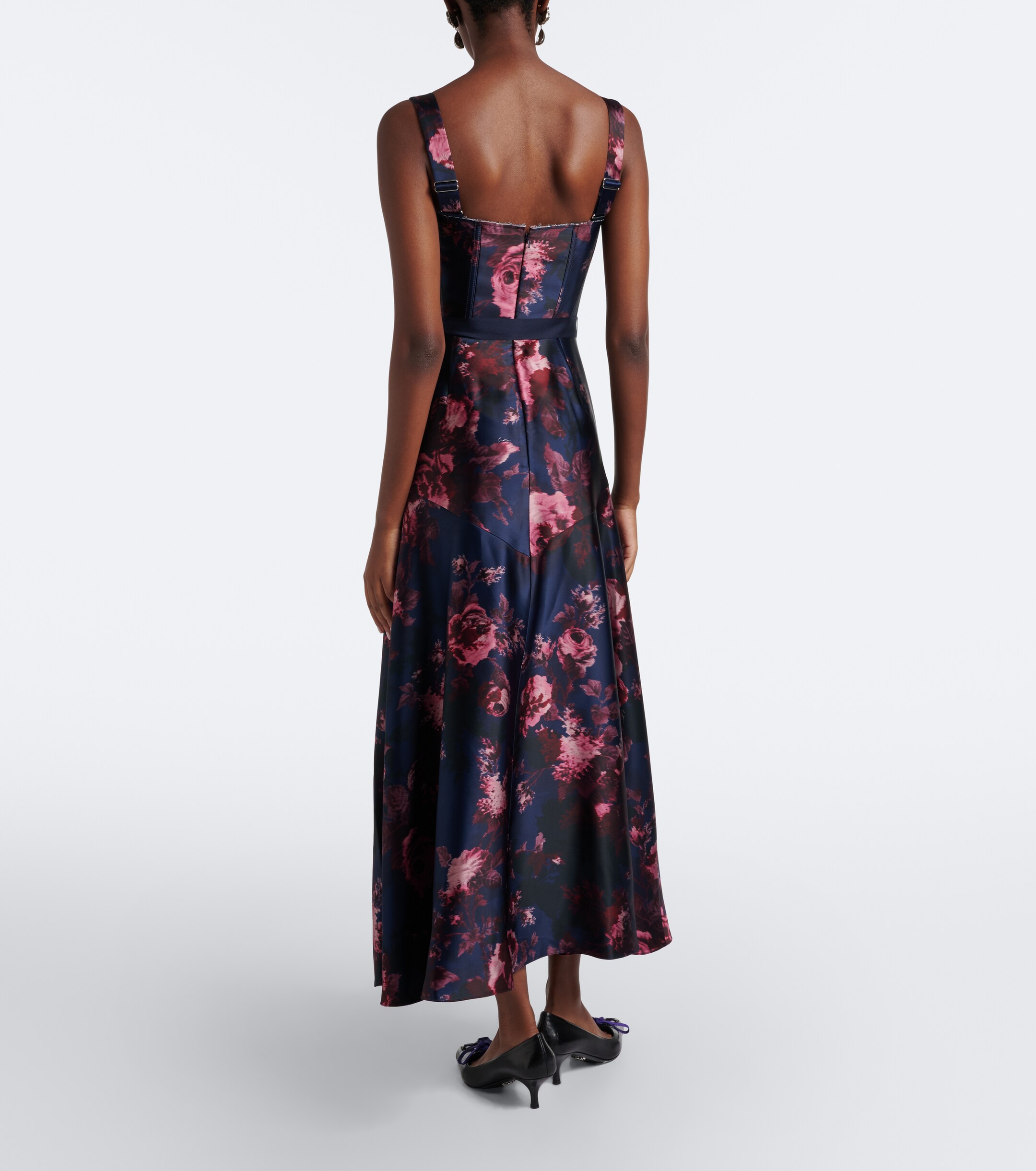Erdem Erdem Belted floral bustier dress