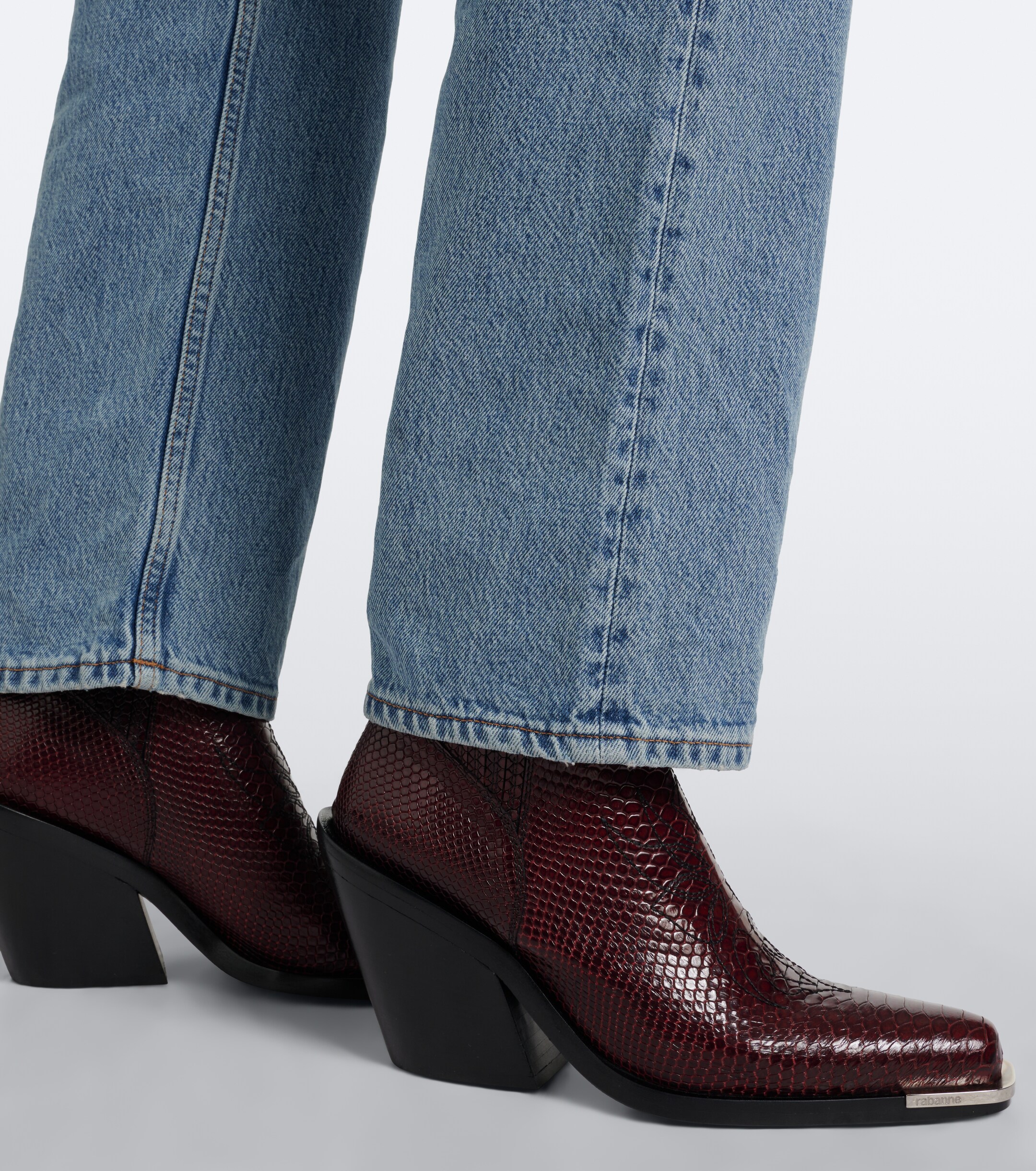 Rabanne Rabanne Snake-effect leather cowboy boots