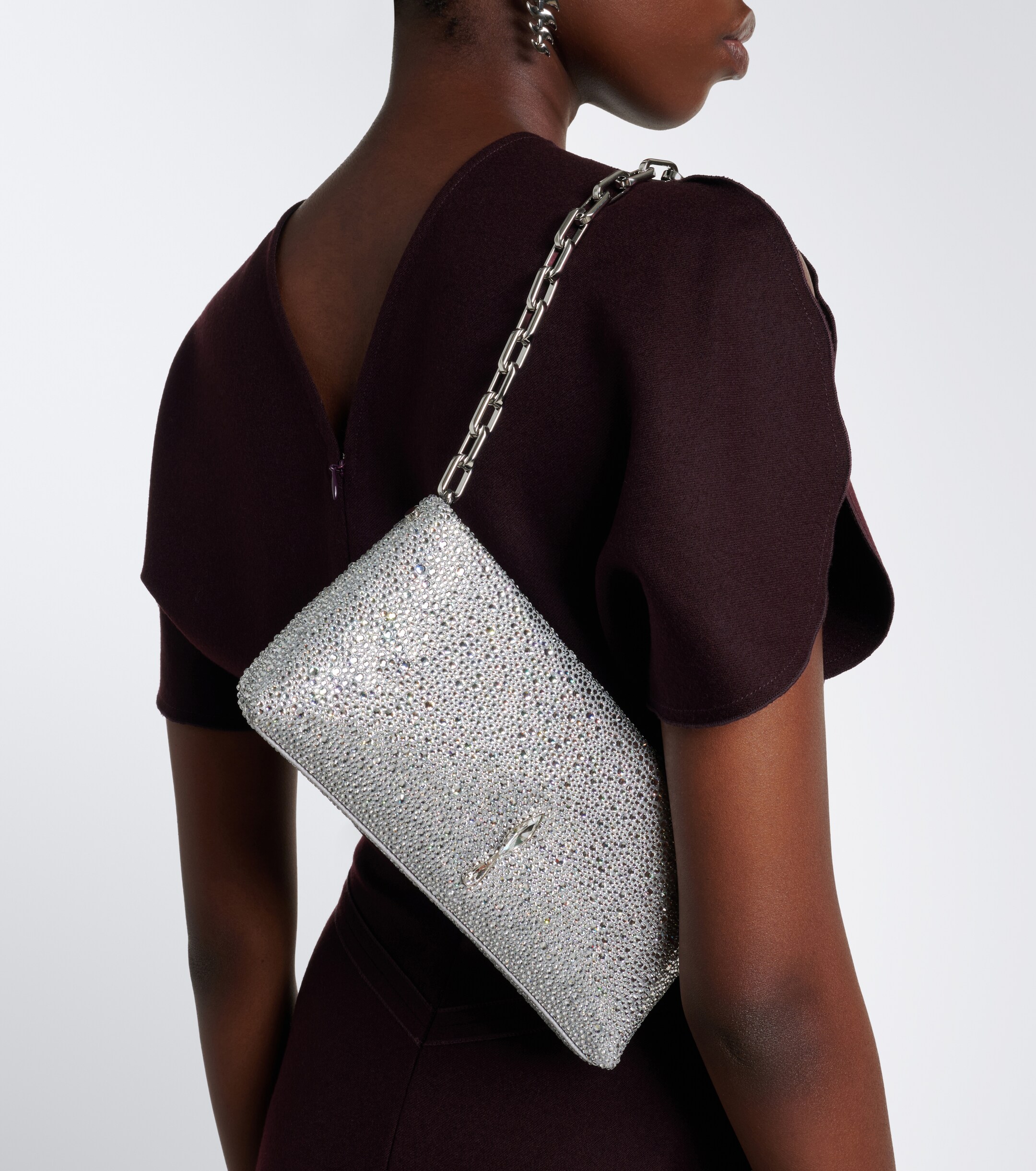 CHRISTIAN LOUBOUTIN Maykimay Small embellished satin clutch