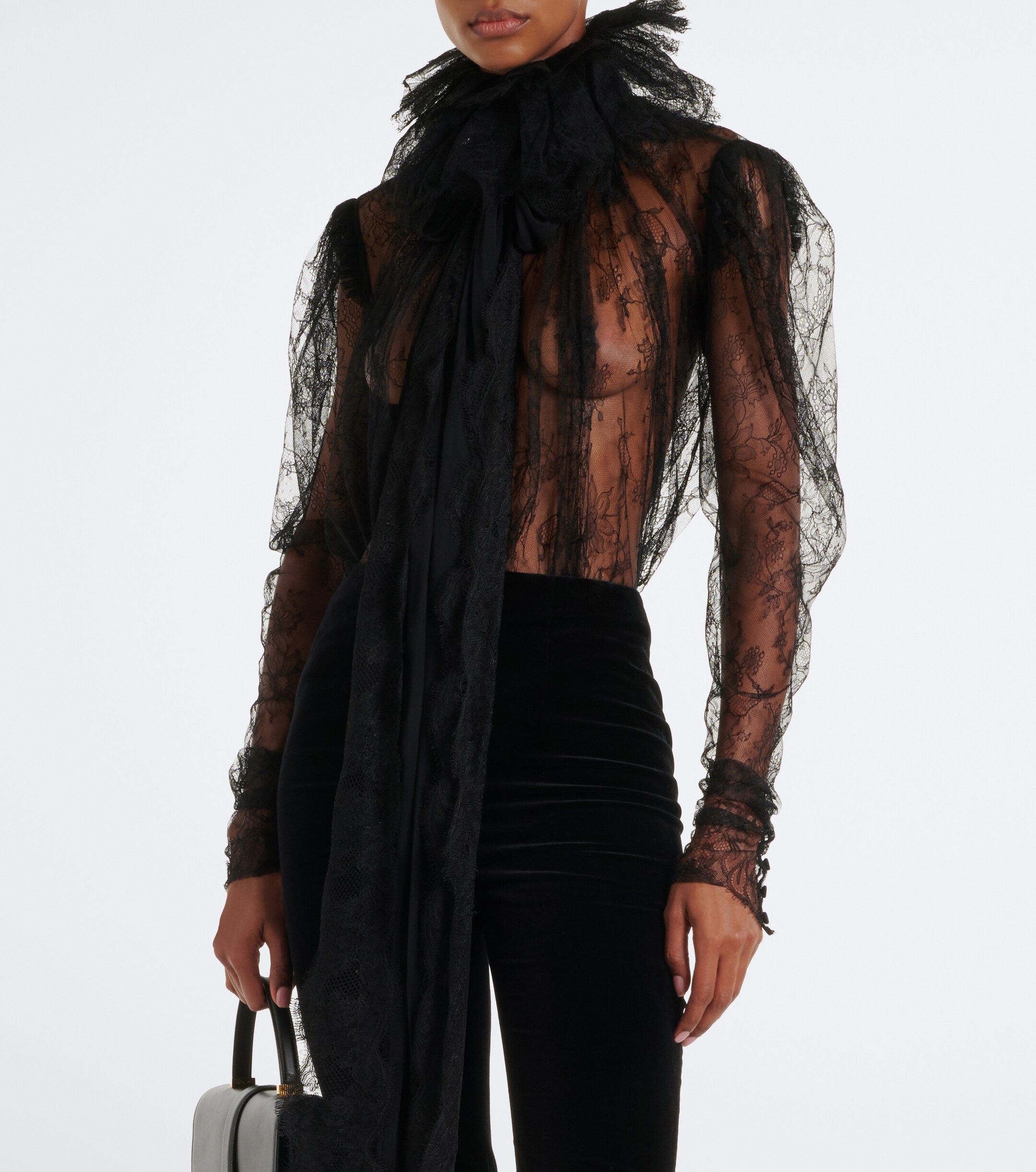 KHAITE Khaite Bonnie sheer lace blouse