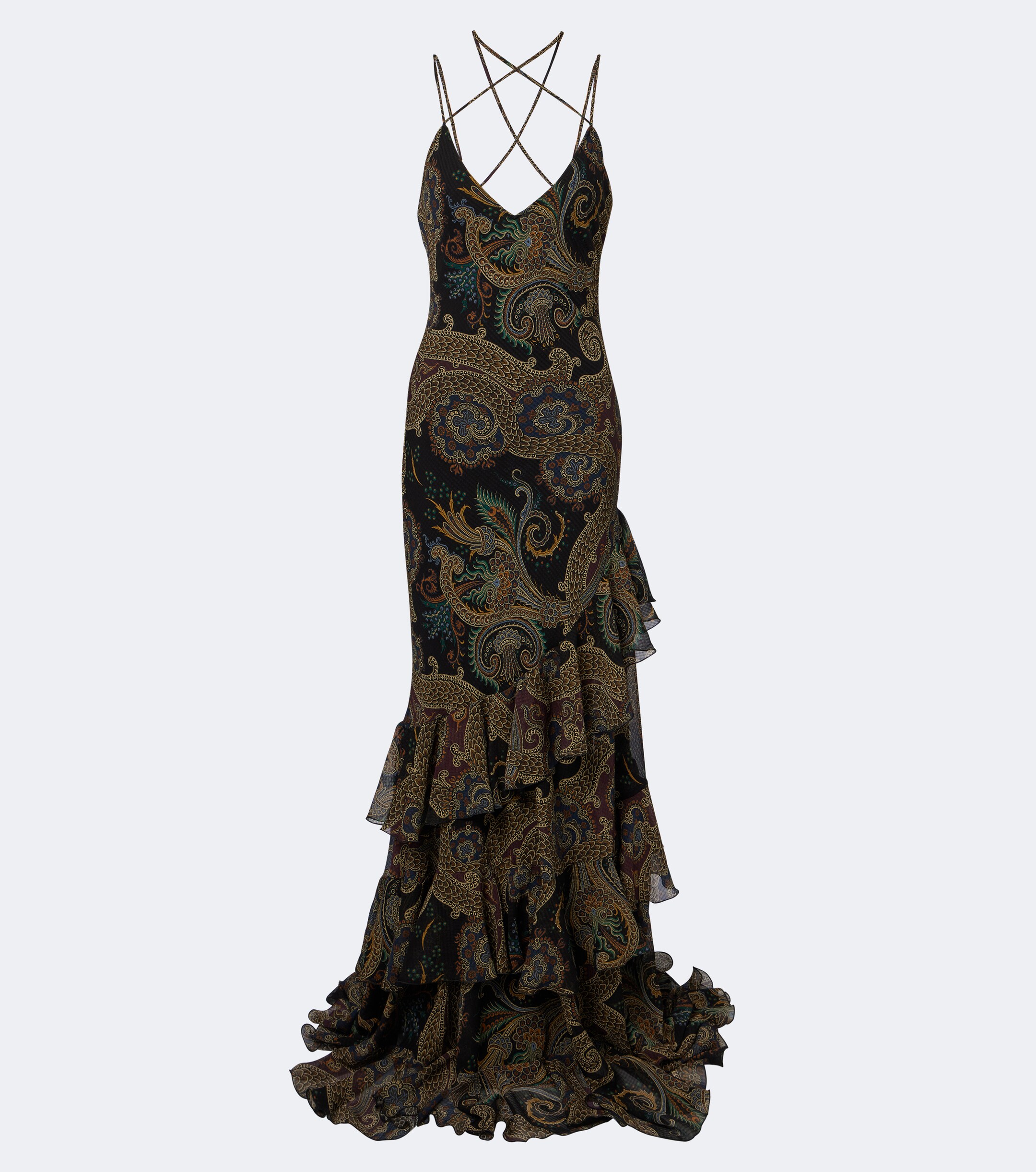 Etro Etro Paisley ruffled seersucker gown