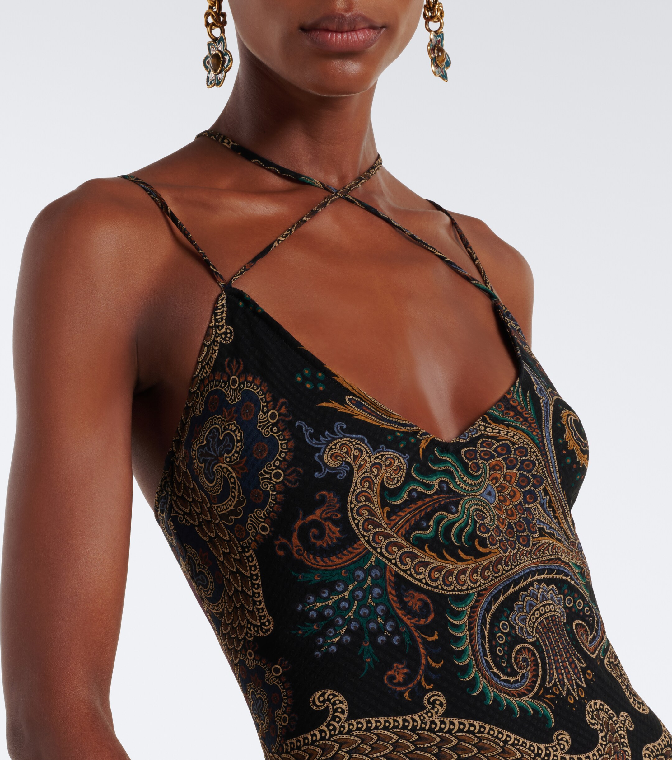 Etro Etro Paisley ruffled seersucker gown