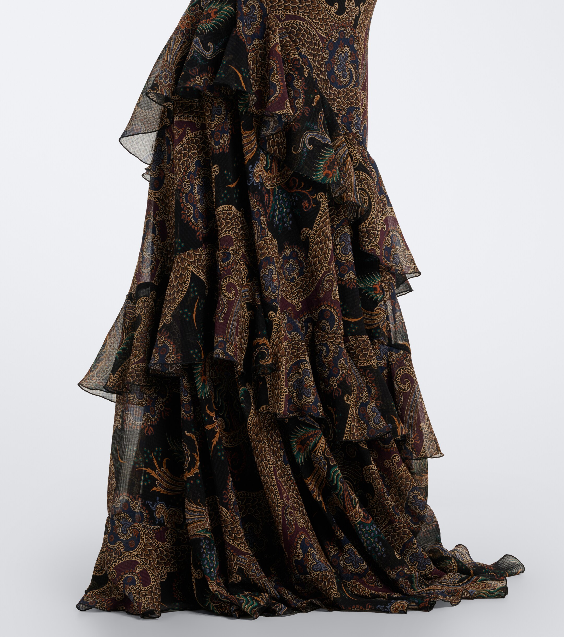 Etro Etro Paisley ruffled seersucker gown