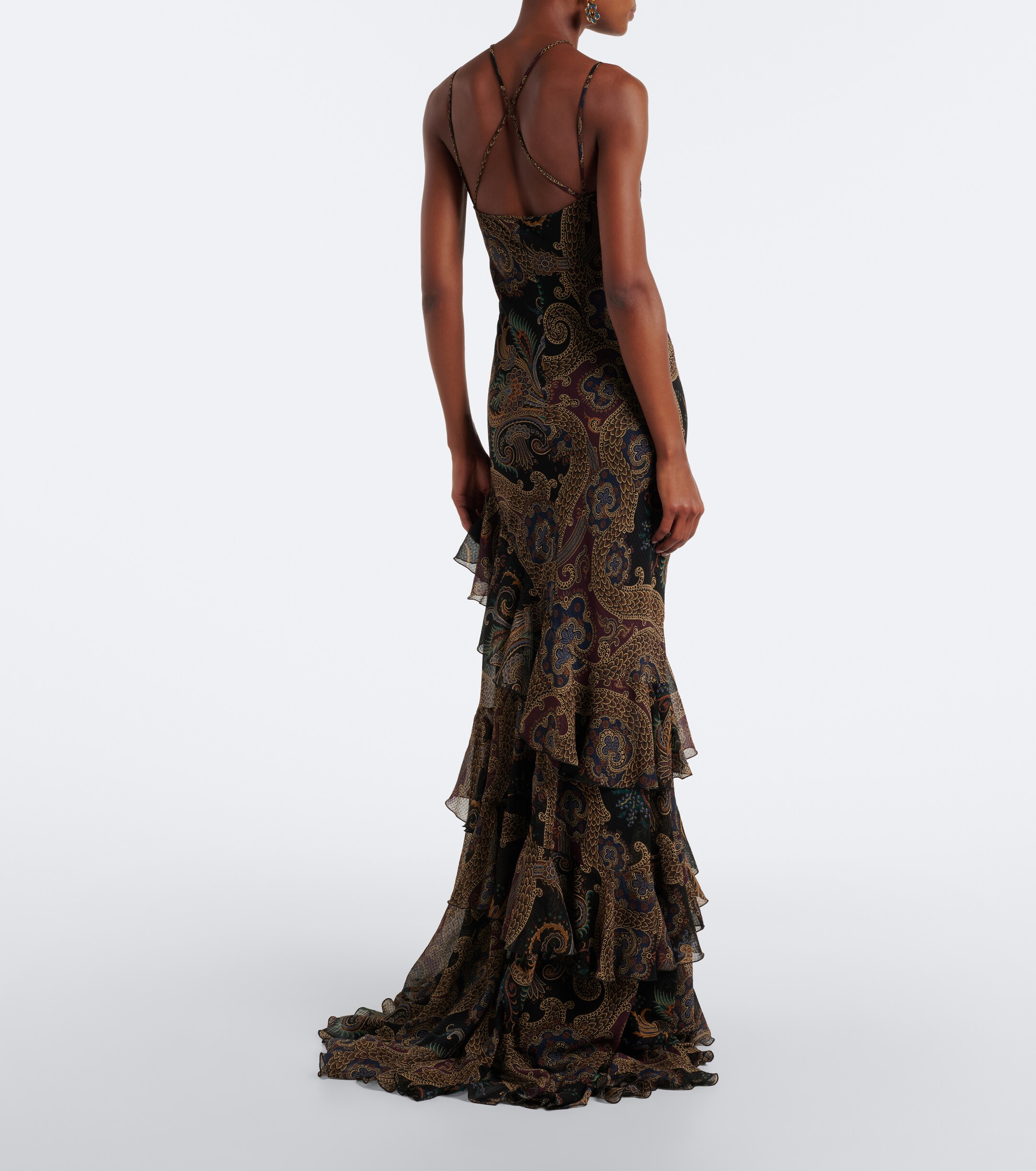 Etro Etro Paisley ruffled seersucker gown