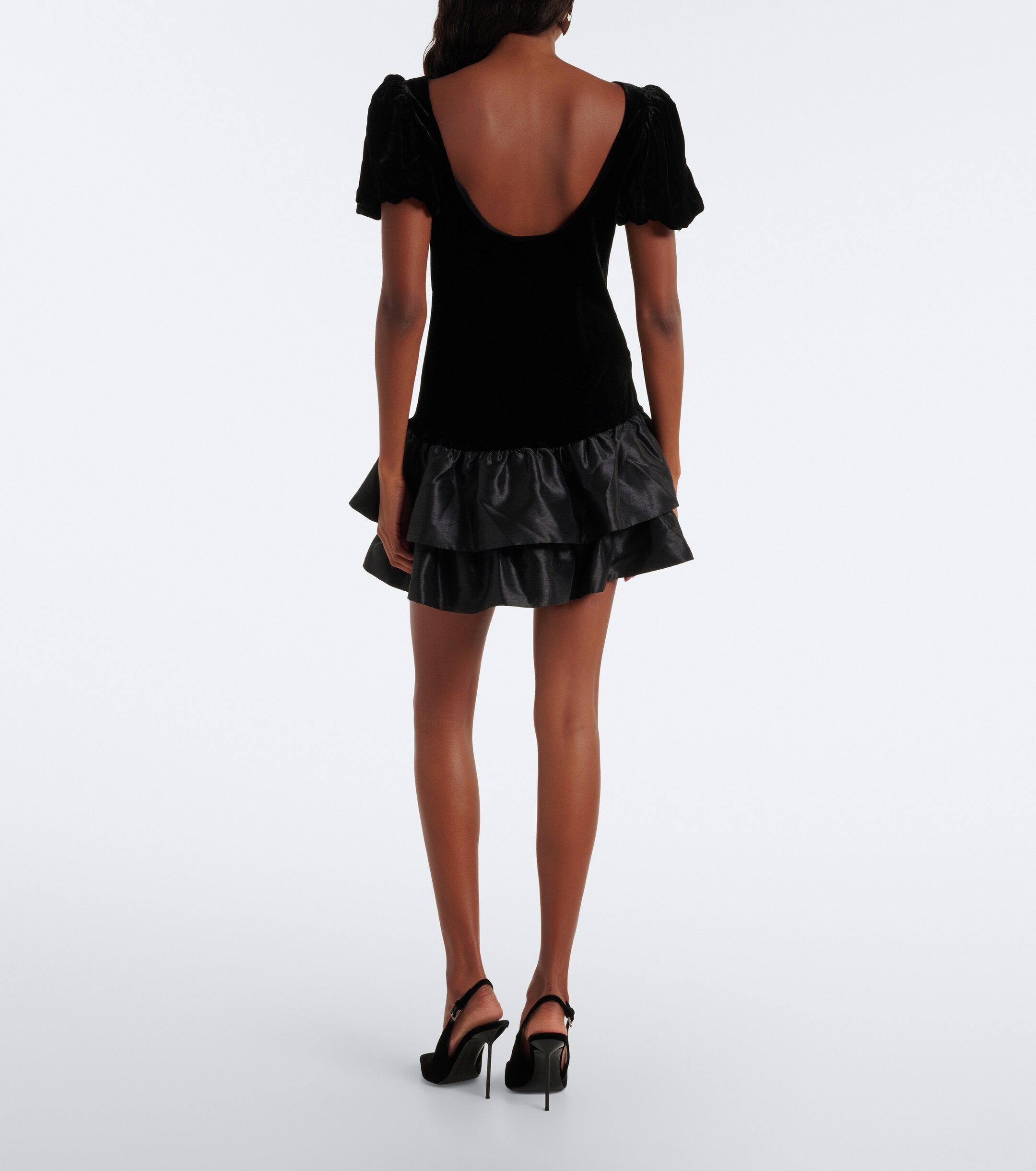 RIXO Rixo Anabella tiered velvet minidress