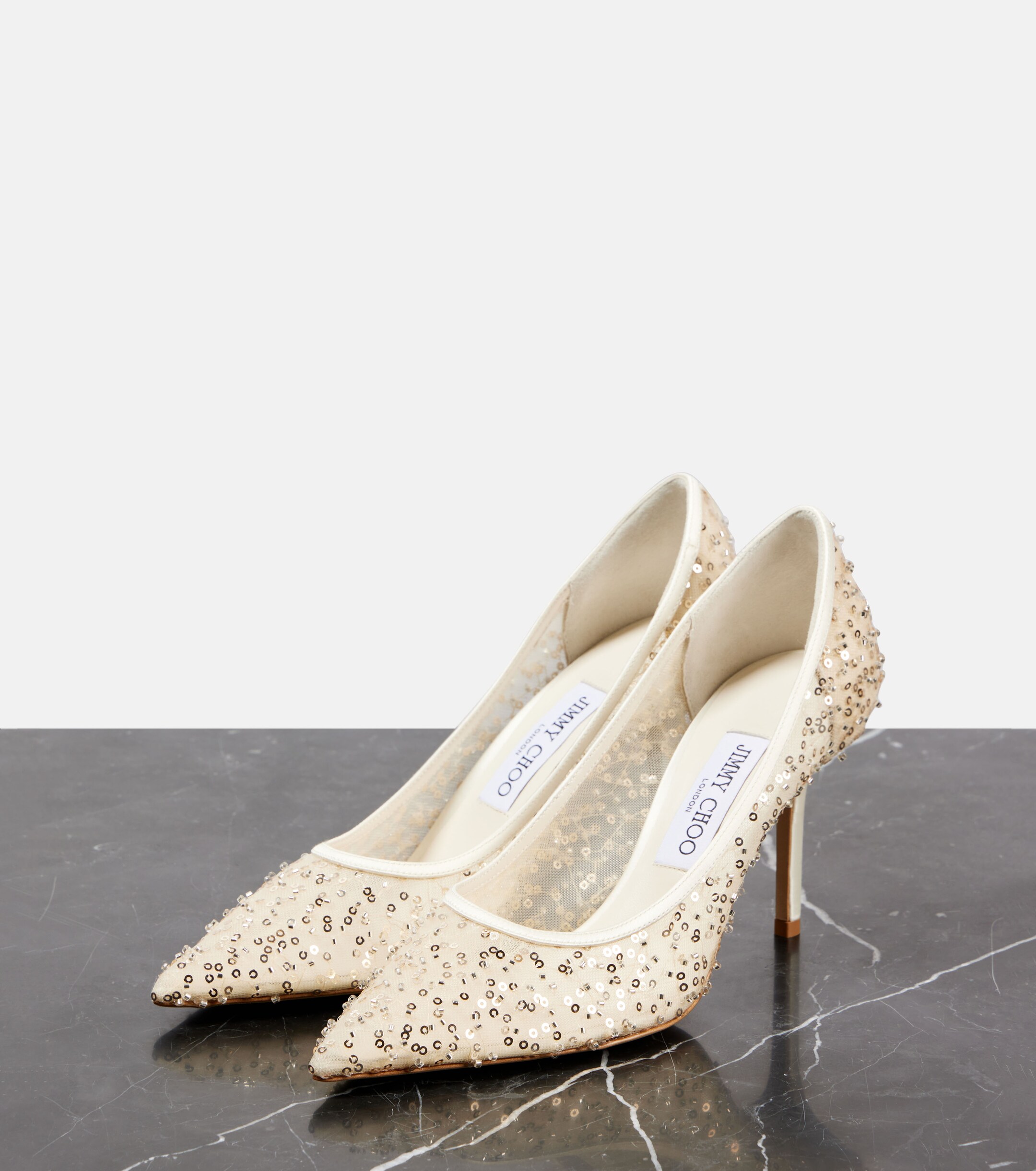 JIMMY CHOO Love 85 beaded mesh pumps thumbnail