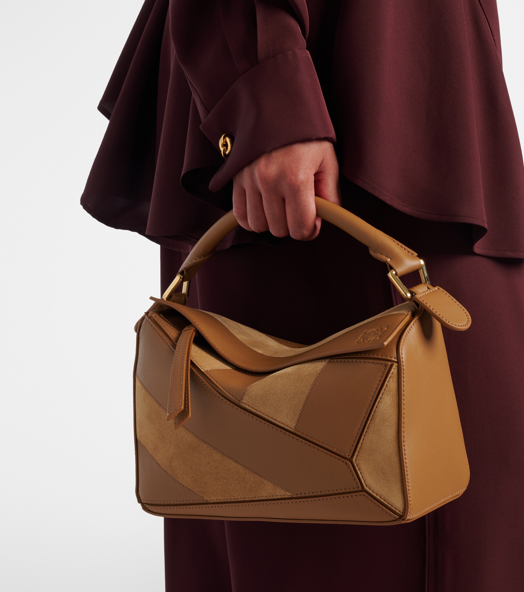 Loewe Puzzle Small leather and suede top-handle bag