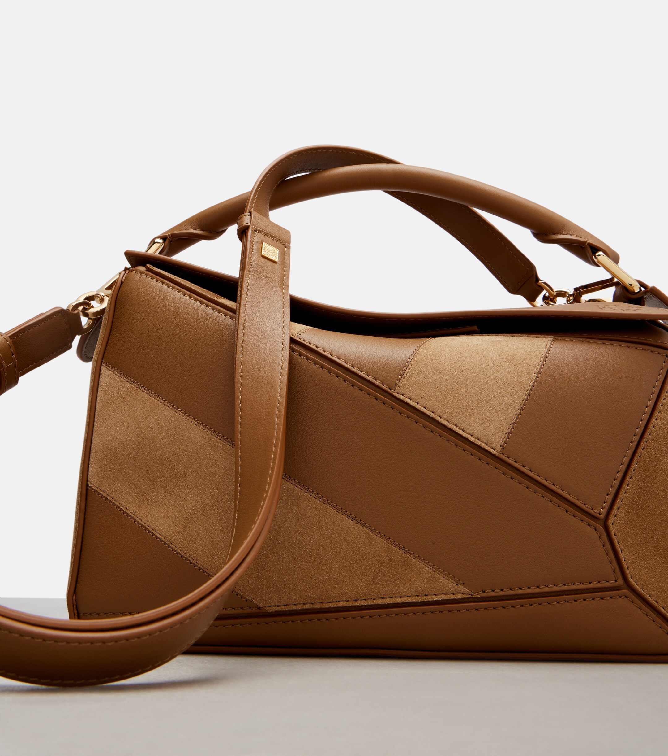 Loewe Puzzle Small leather and suede top-handle bag