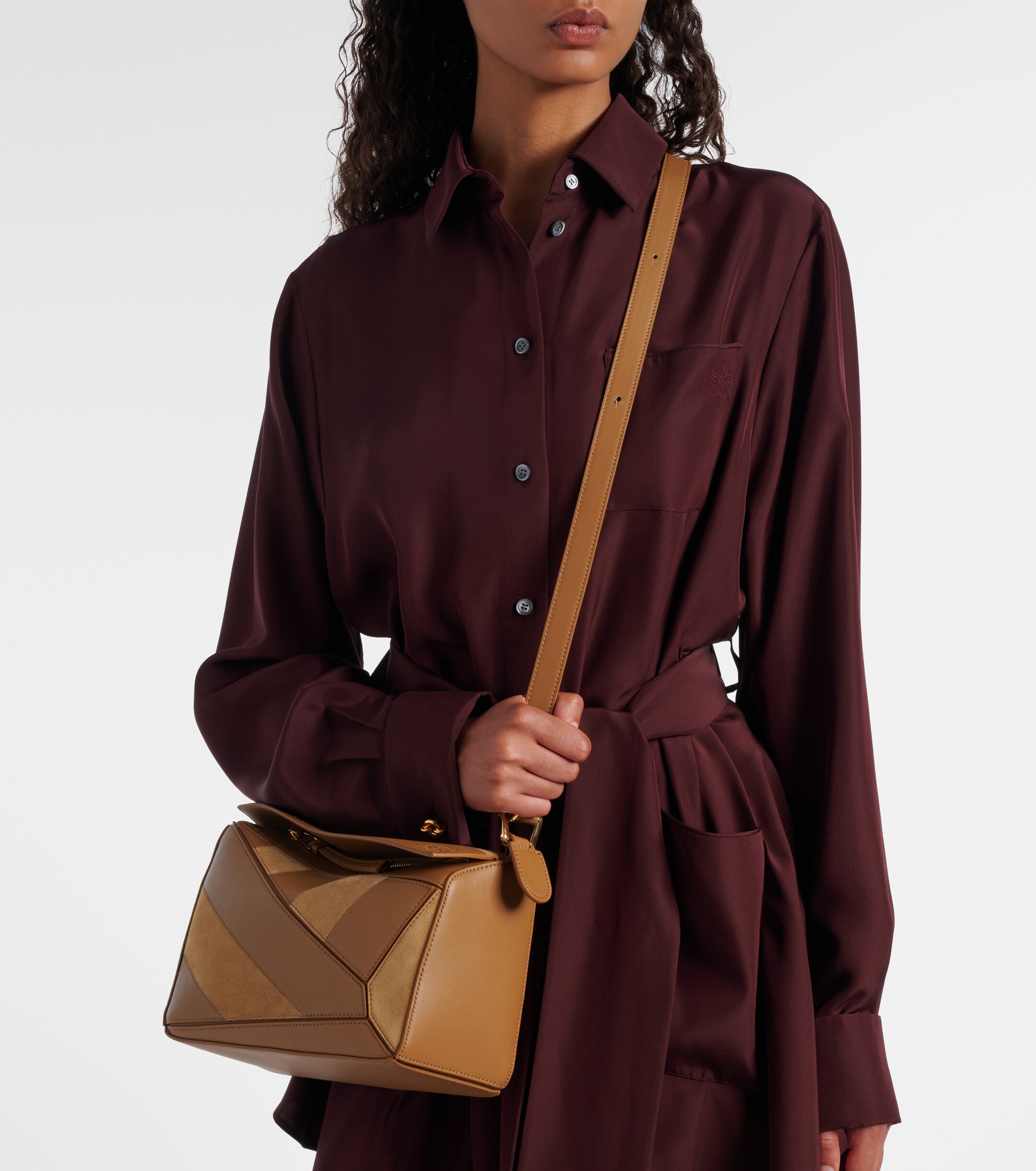 Loewe Puzzle Small leather and suede top-handle bag