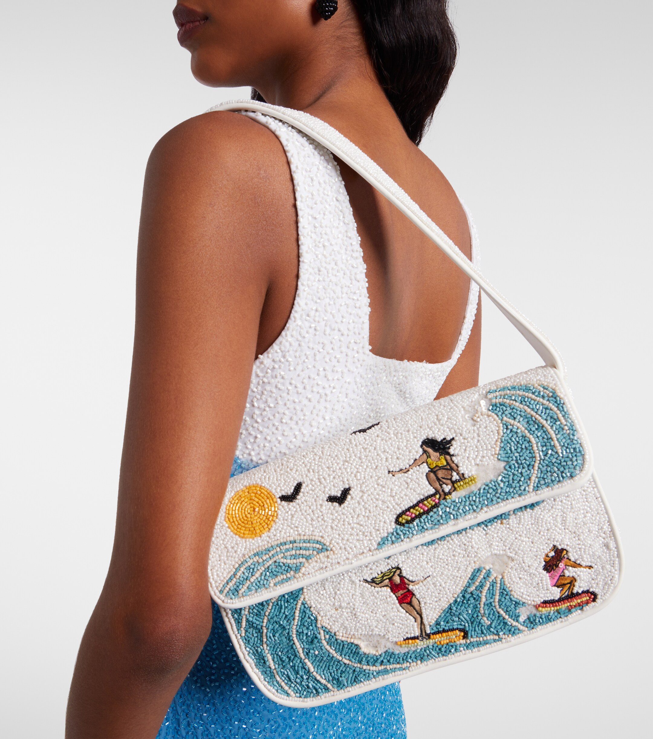 Staud Tommy beaded sequined shoulder bag