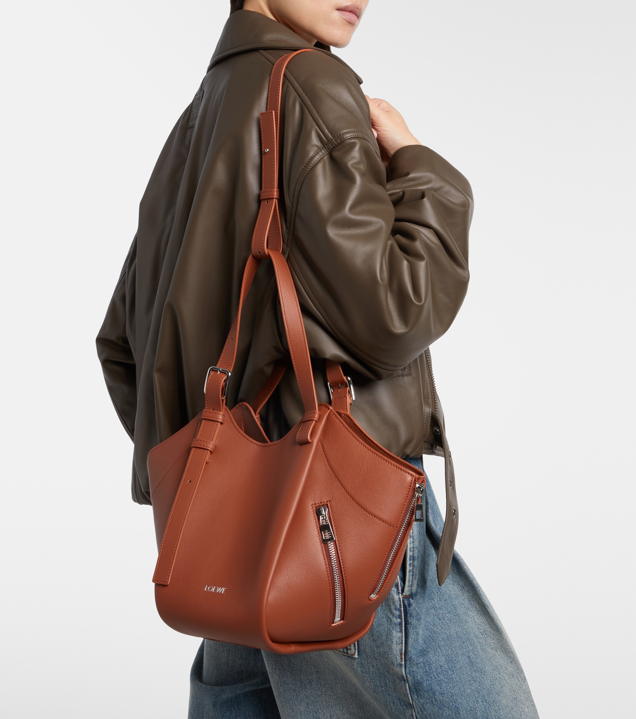 Loewe Hammock Flip leather tote bag