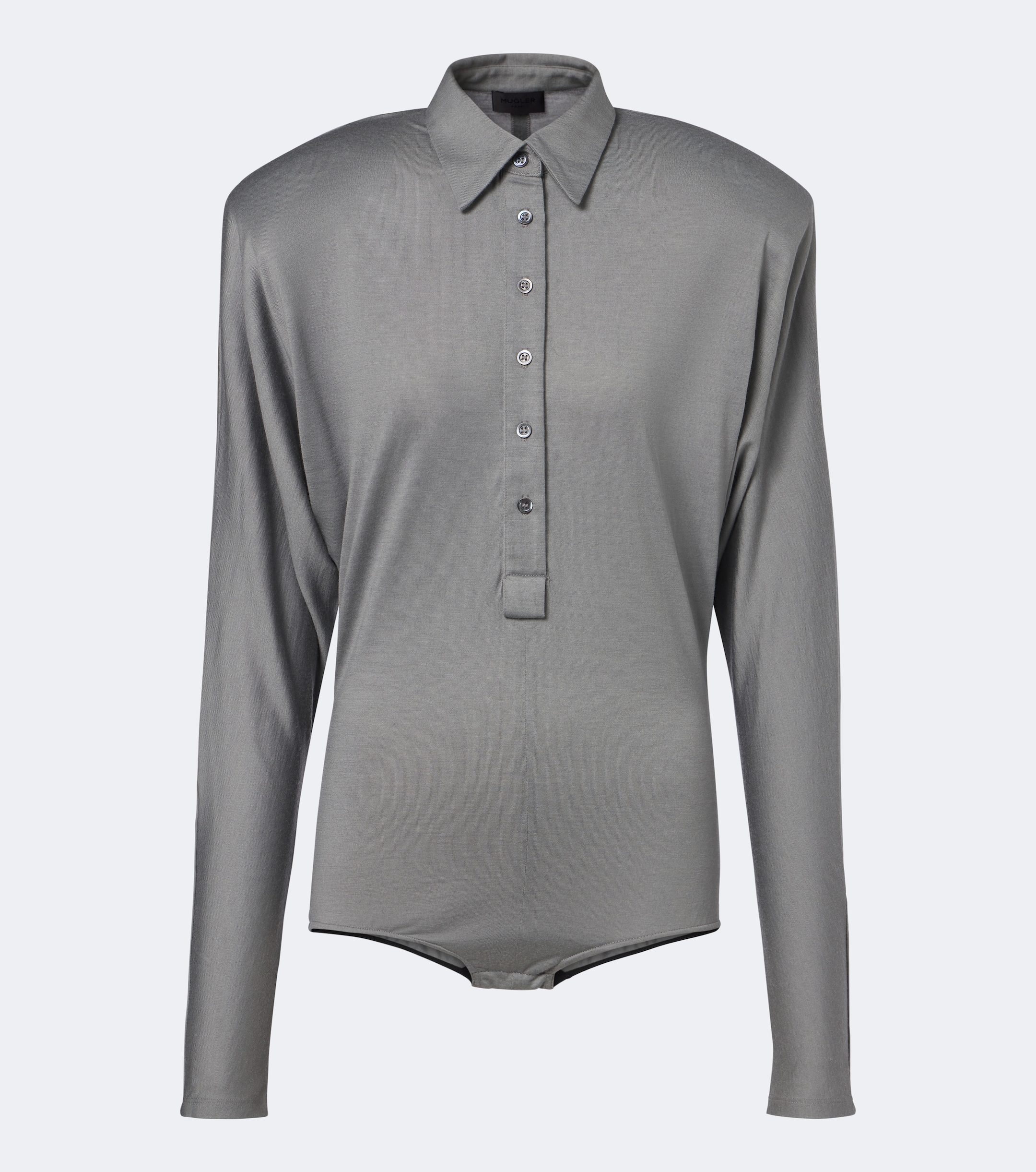 Mugler Mugler Wool-blend jersey polo bodysuit