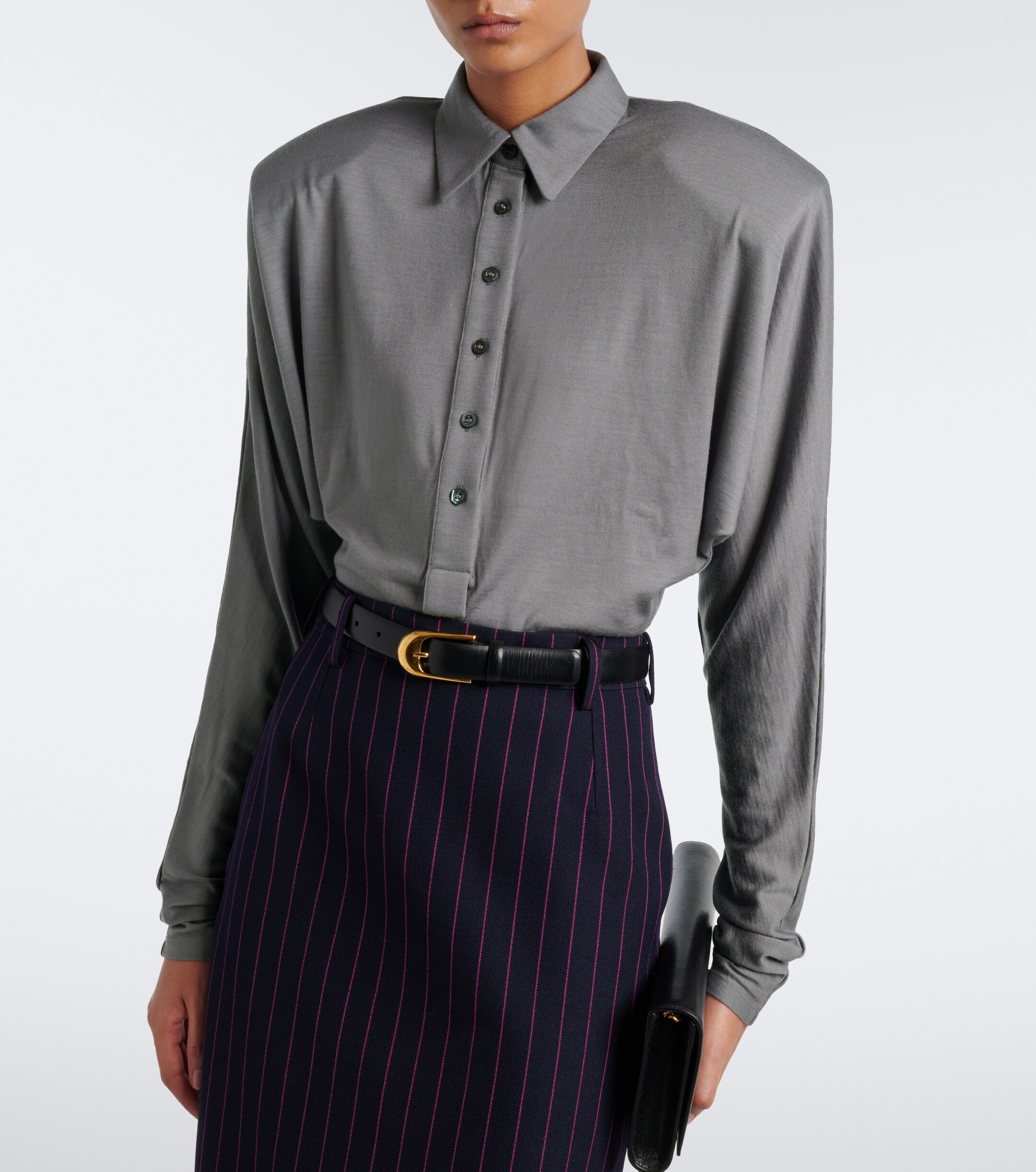 Mugler Mugler Wool-blend jersey polo bodysuit