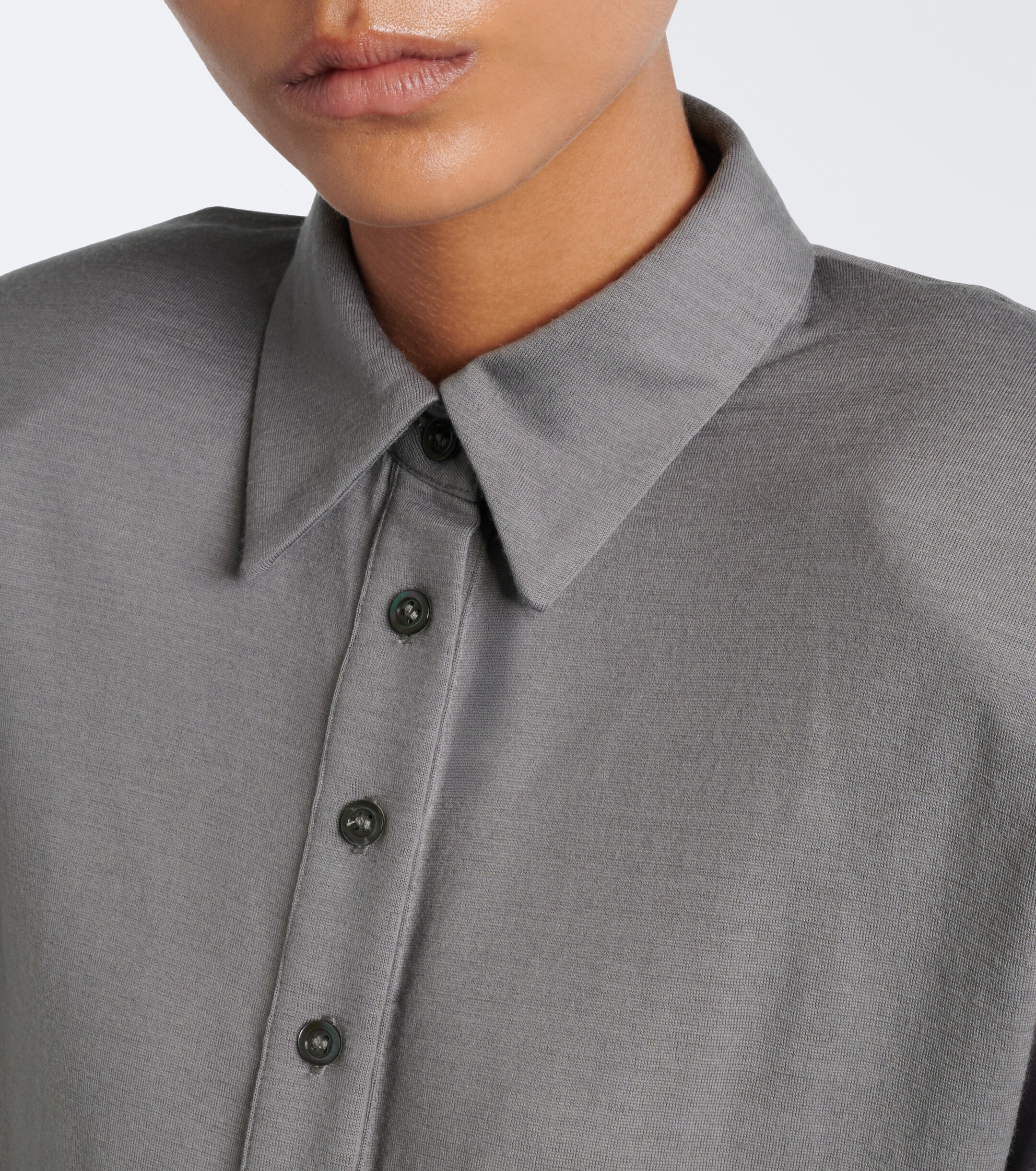 Mugler Mugler Wool-blend jersey polo bodysuit