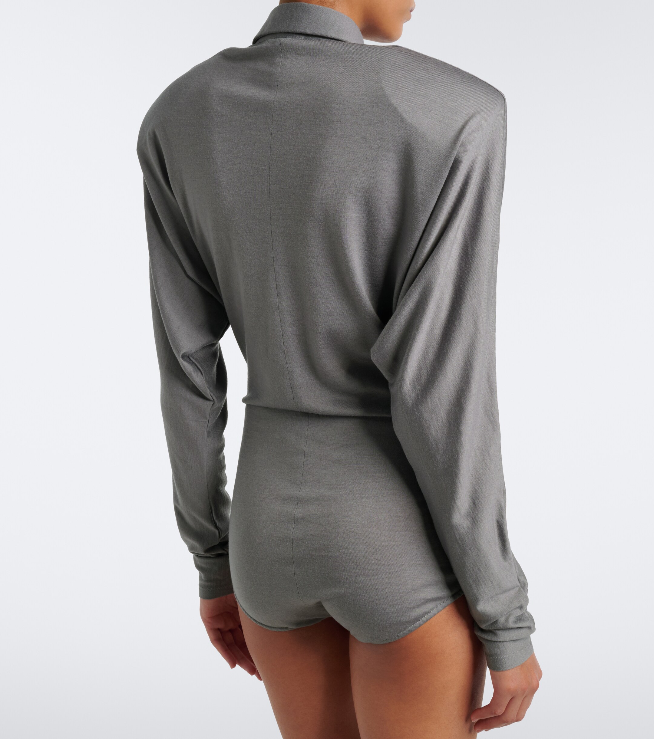 Mugler Mugler Wool-blend jersey polo bodysuit