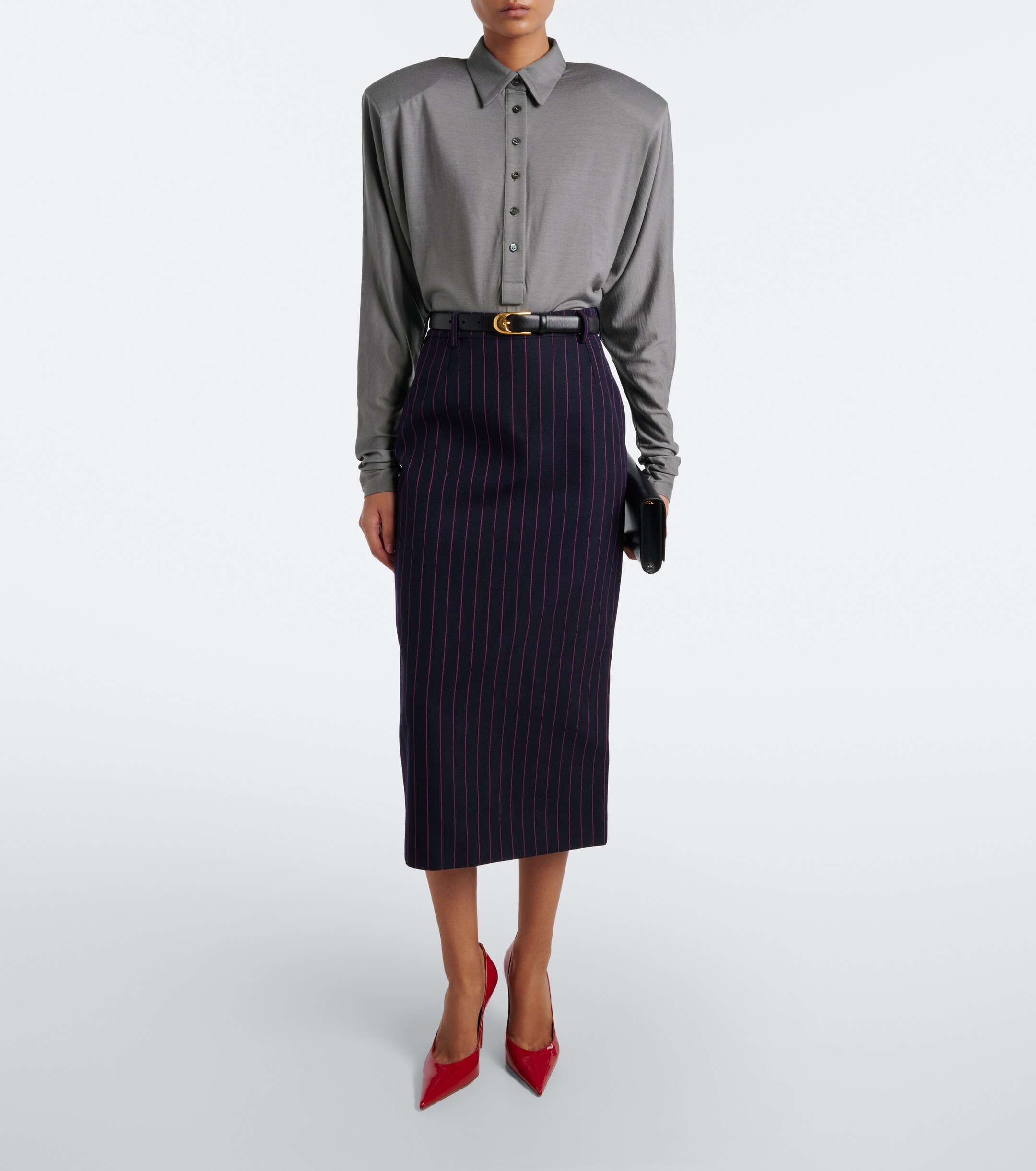 Mugler Mugler Wool-blend jersey polo bodysuit