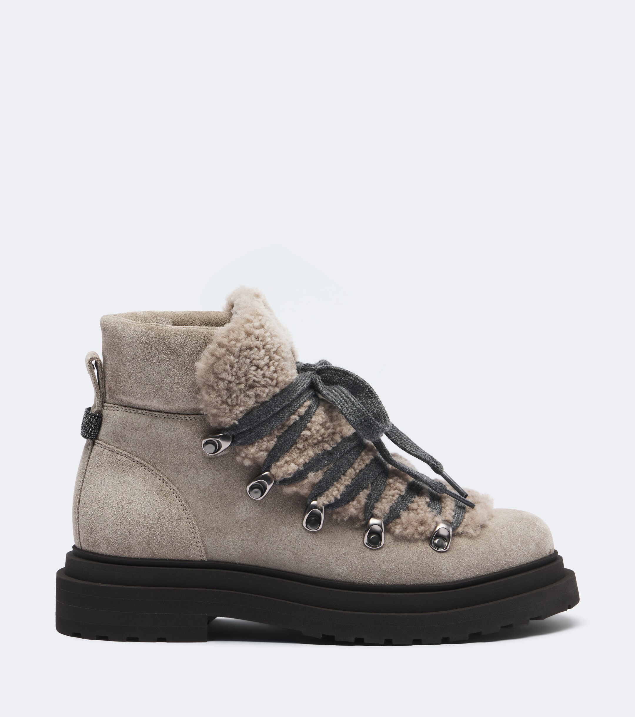 Brunello Cucinelli Brunello Cucinelli Monili shearling-trimmed suede lace-up boots