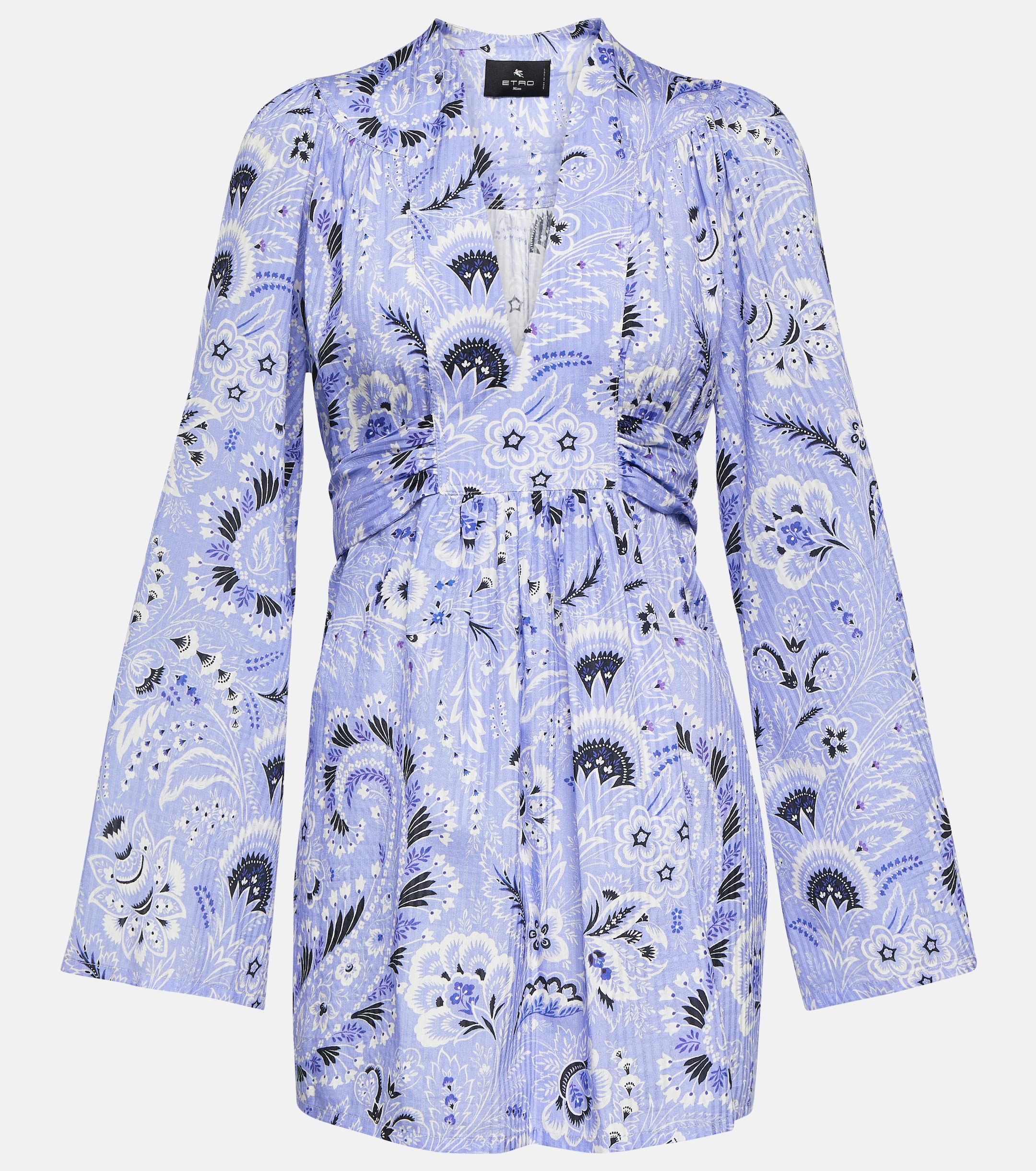 Etro V-neck printed cotton-blend minidress