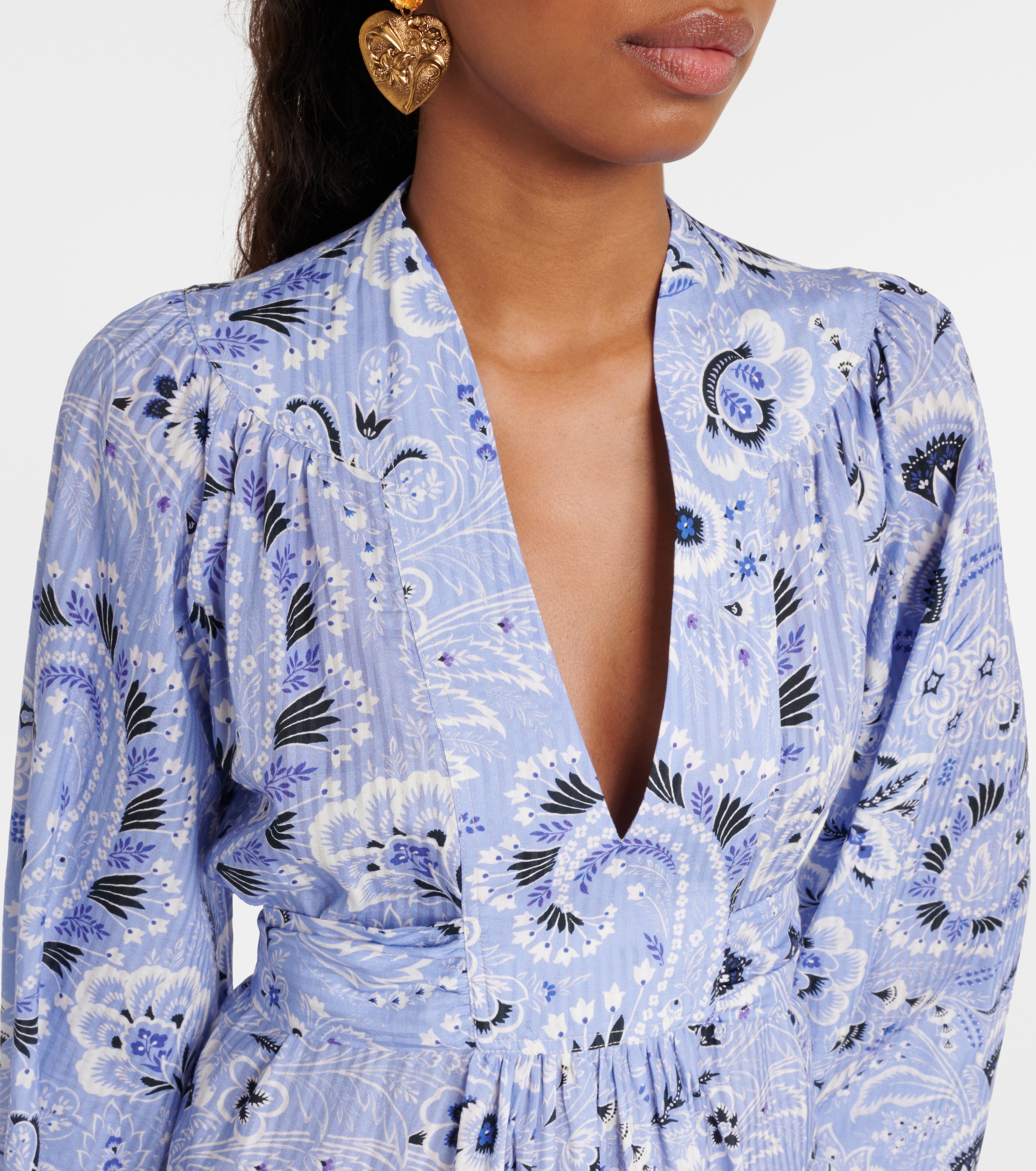 Etro V-neck printed cotton-blend minidress