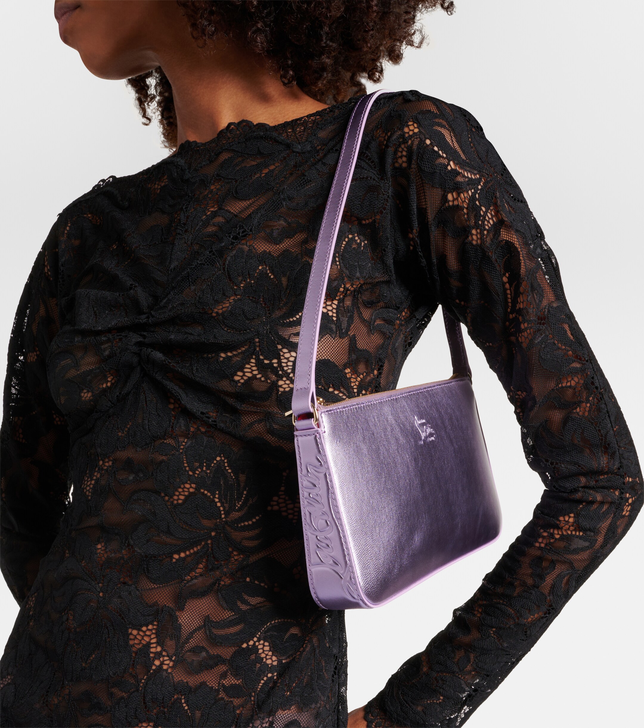 CHRISTIAN LOUBOUTIN Loubila metallic leather shoulder bag