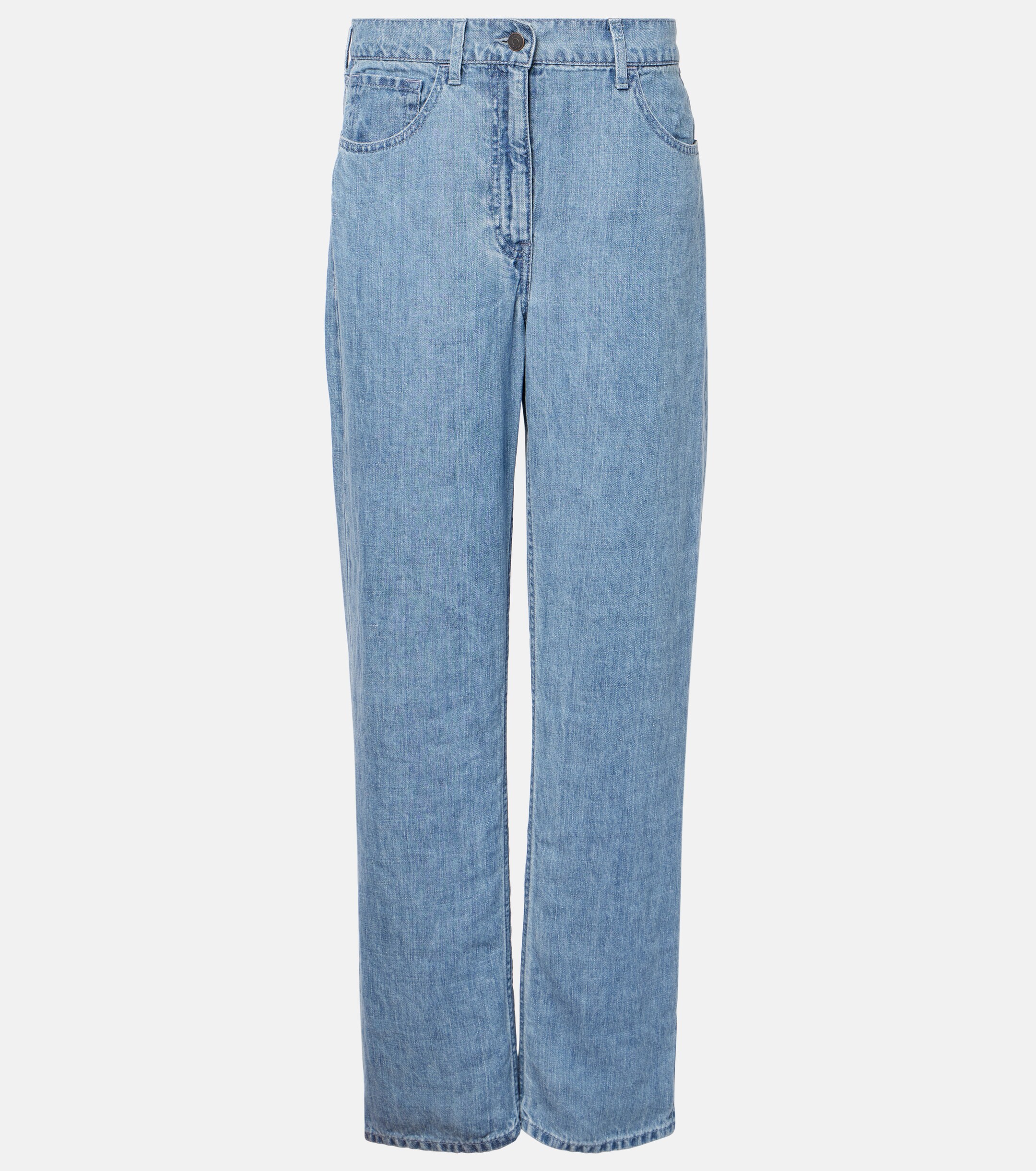 The Row - Tarley mid-rise linen wide-leg jeans | Plush