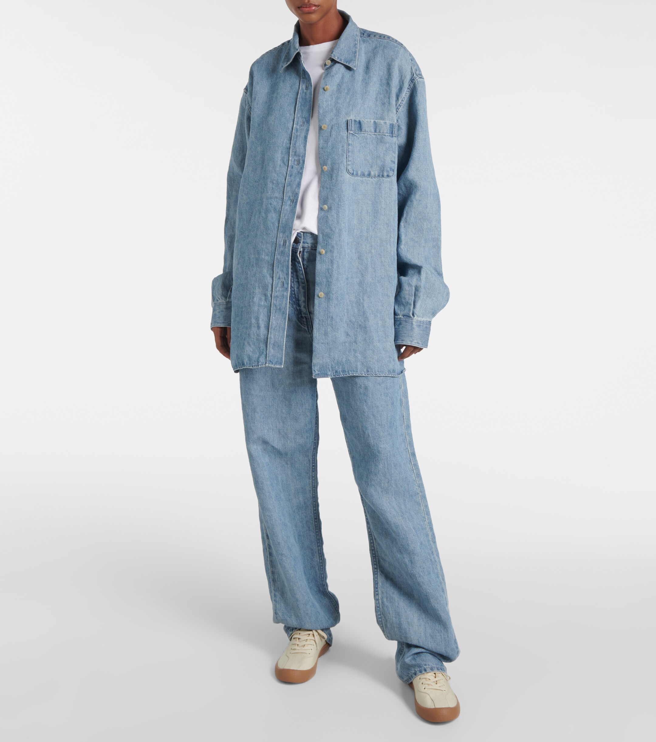 The Row - Tarley mid-rise linen wide-leg jeans | Plush