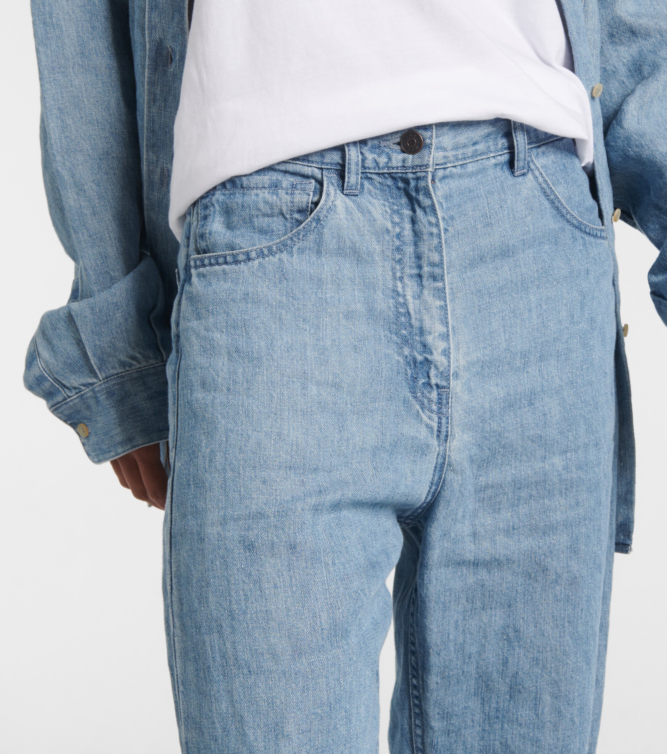 The Row - Tarley mid-rise linen wide-leg jeans | Plush