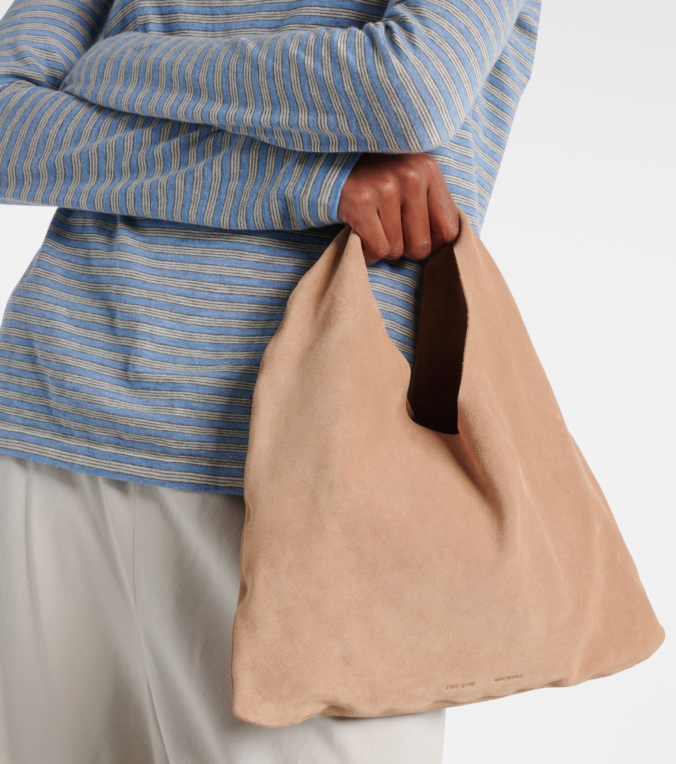 The Row Bindle Small suede top-handle bag