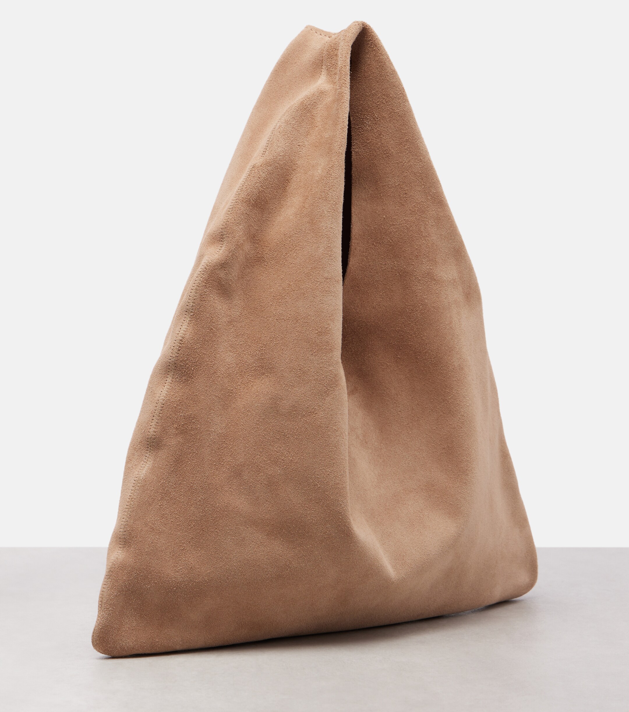 The Row Bindle Small suede top-handle bag