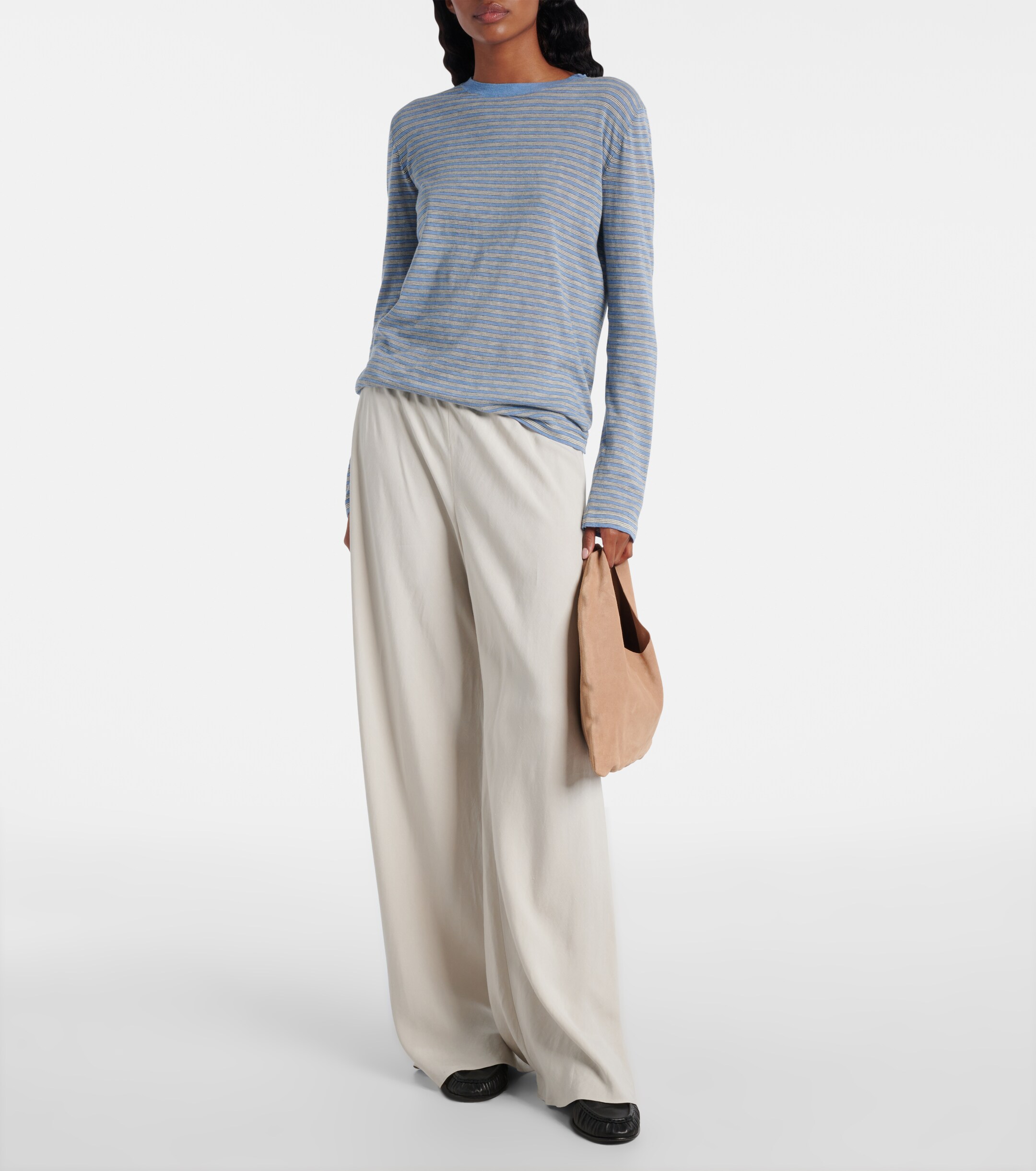 The Row Bindle Small suede top-handle bag