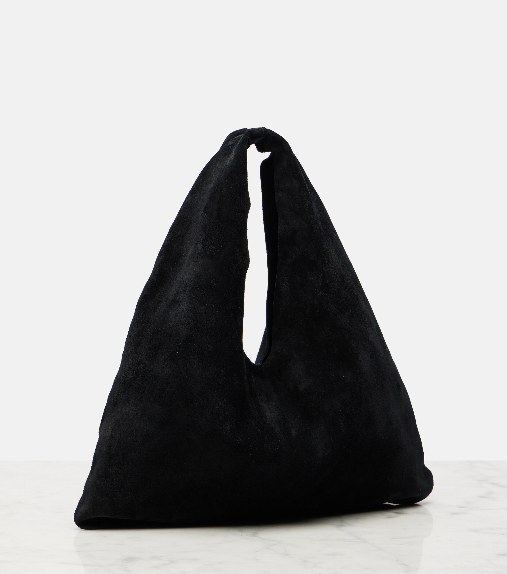 The Row Bindle Small suede top-handle bag