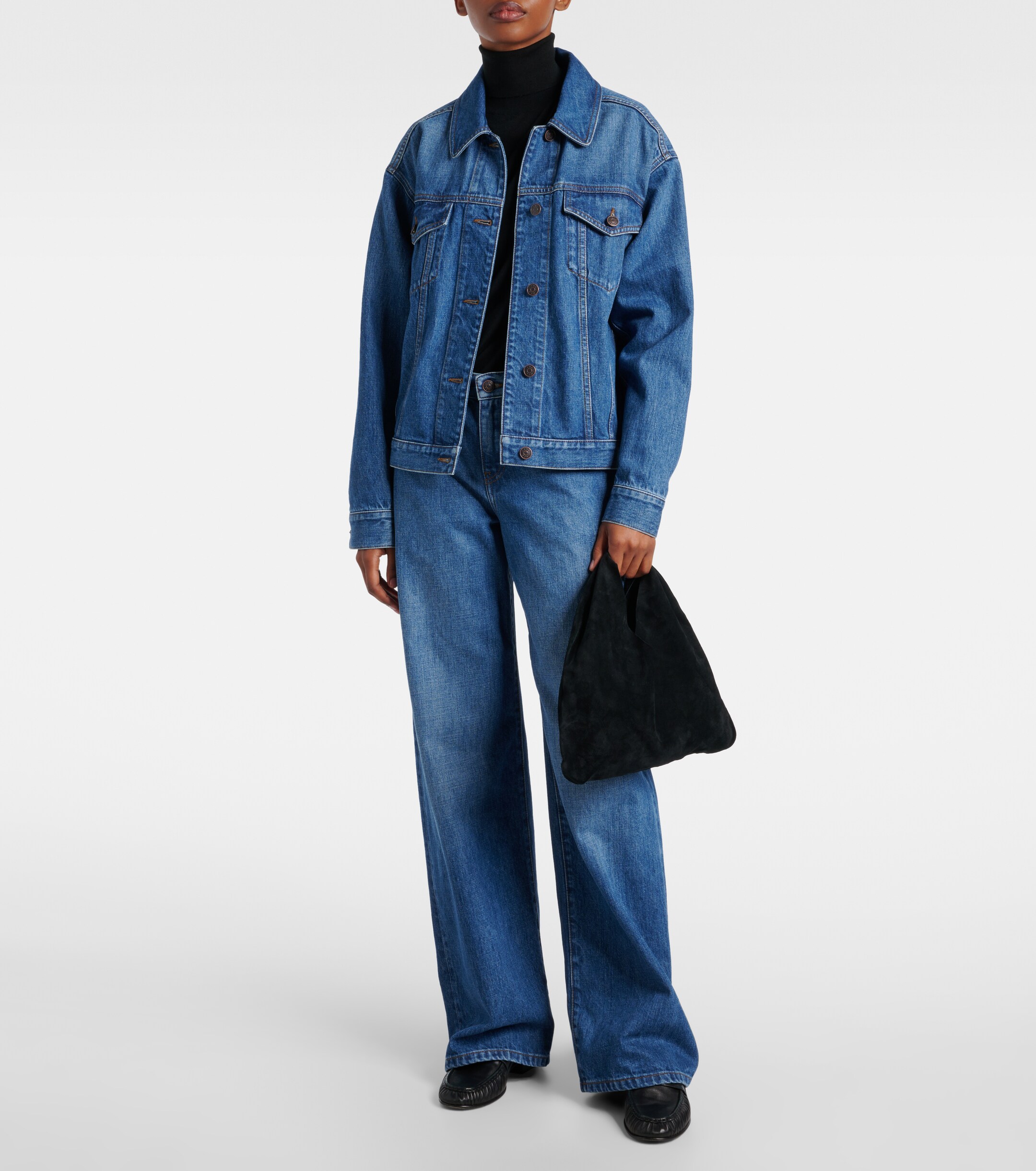 The Row Bindle Small suede top-handle bag