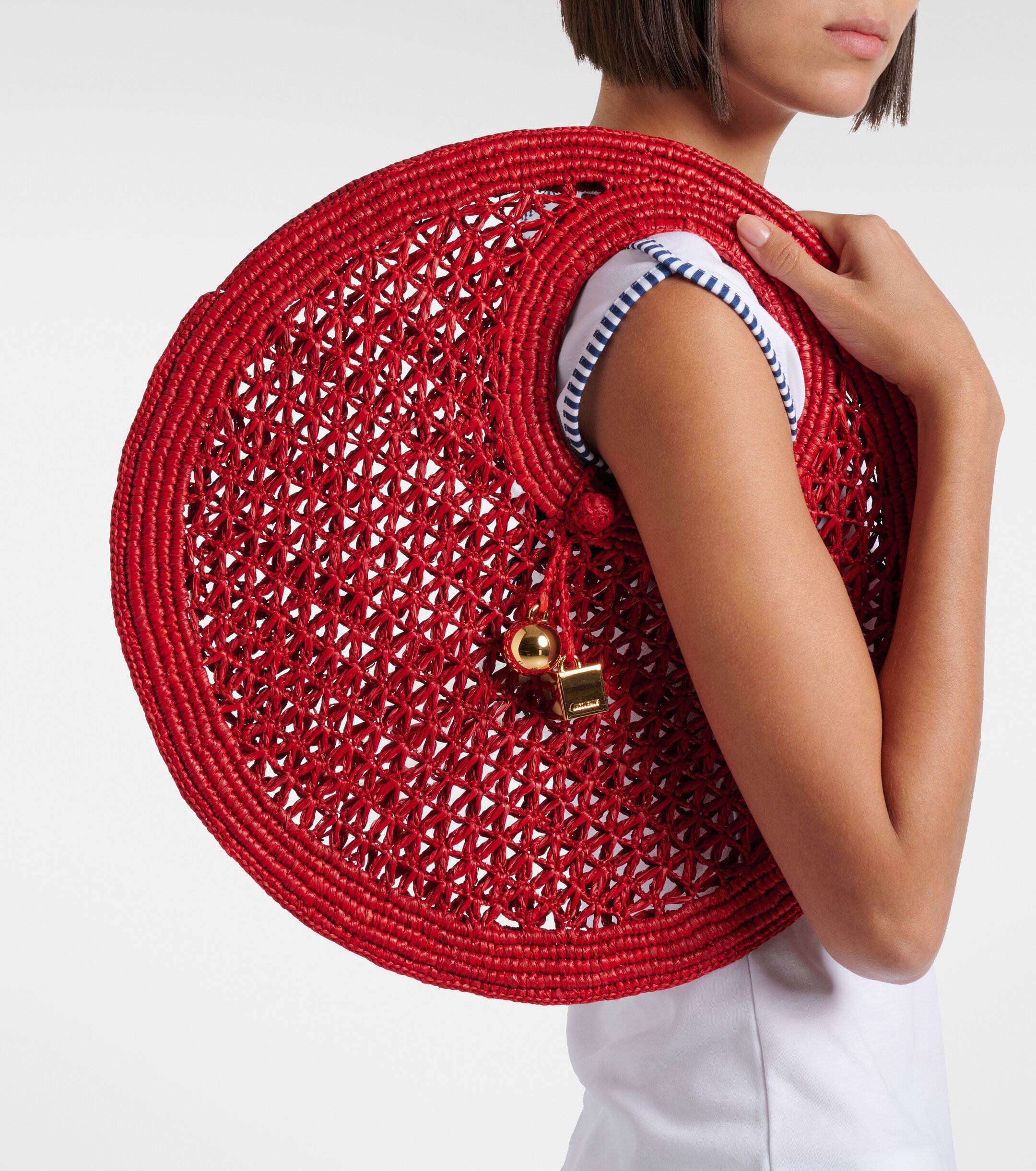 Jacquemus Spiaggia Small raffia top-handle bag