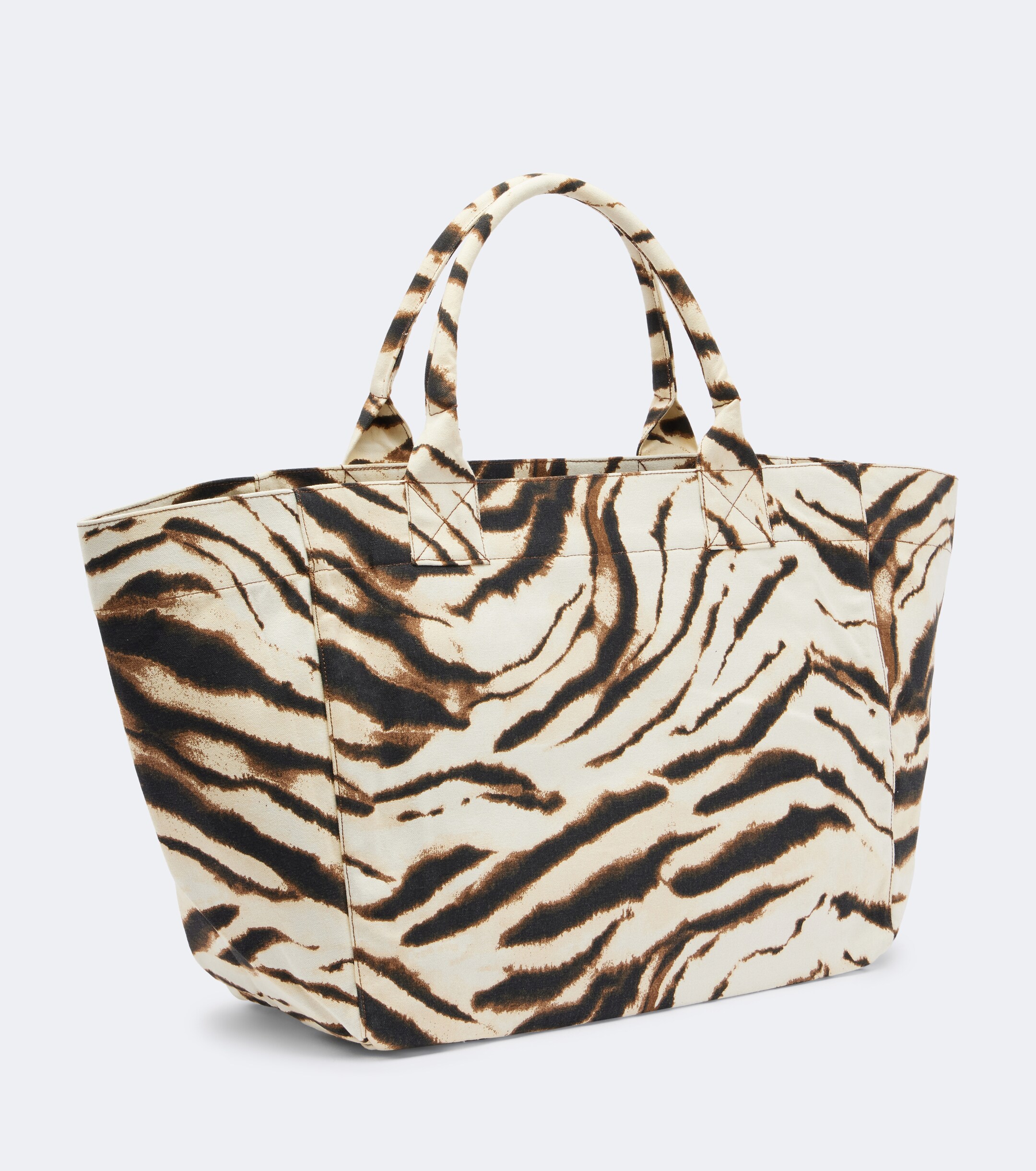 GANNI Large zebra-print canvas tote bag