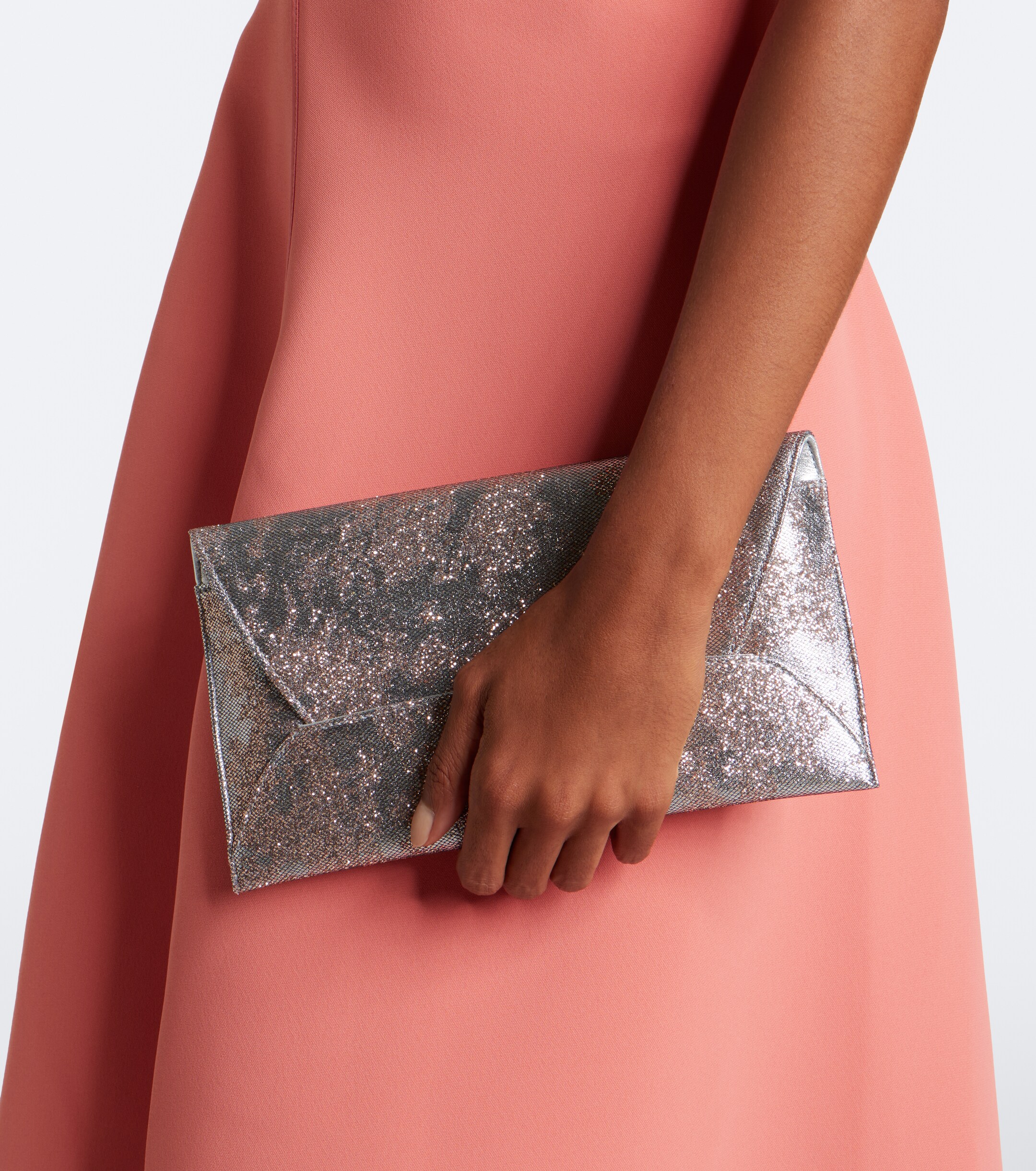 AQUAZZURA Envelope sequined metallic leather clutch