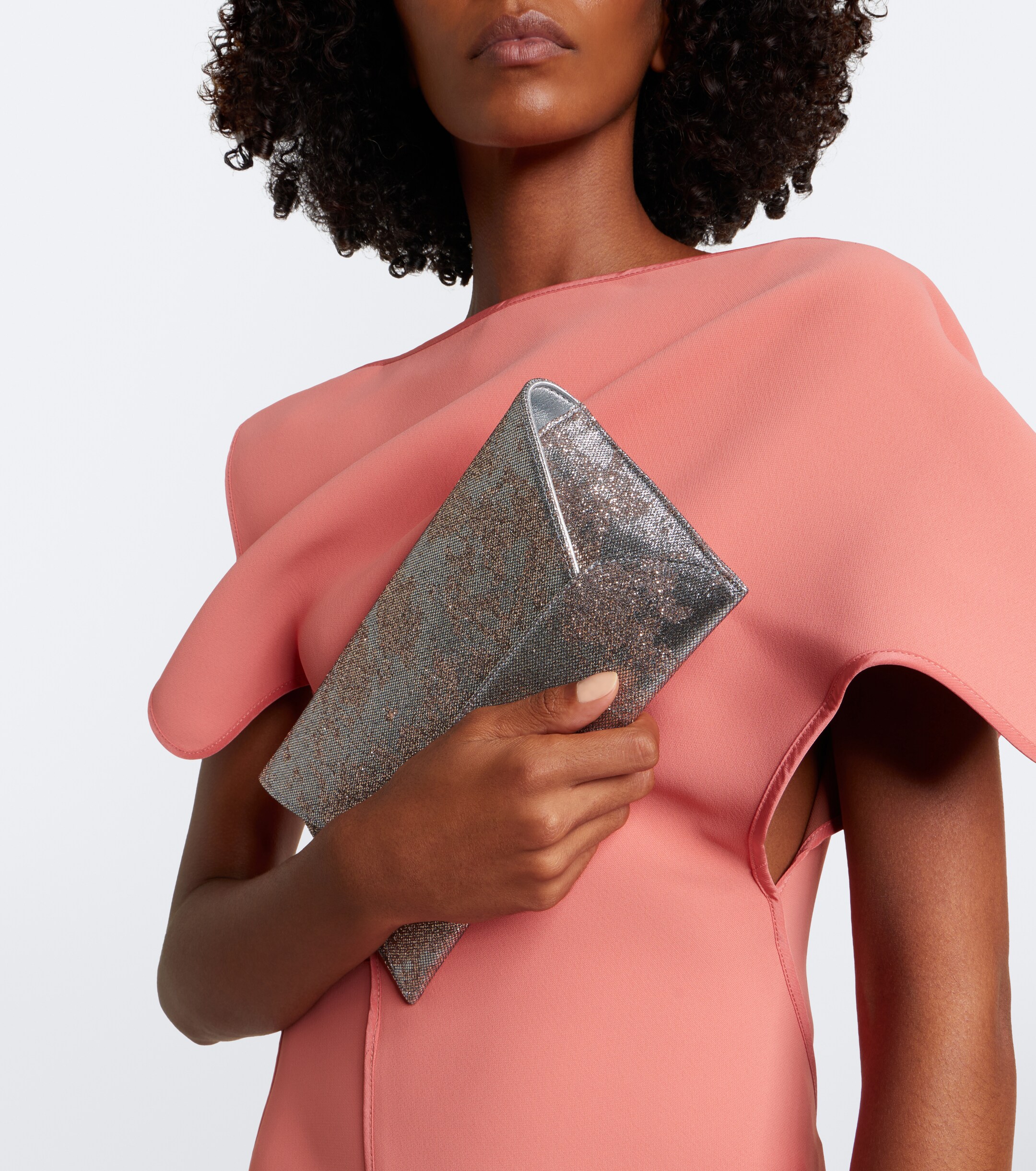 AQUAZZURA Envelope sequined metallic leather clutch