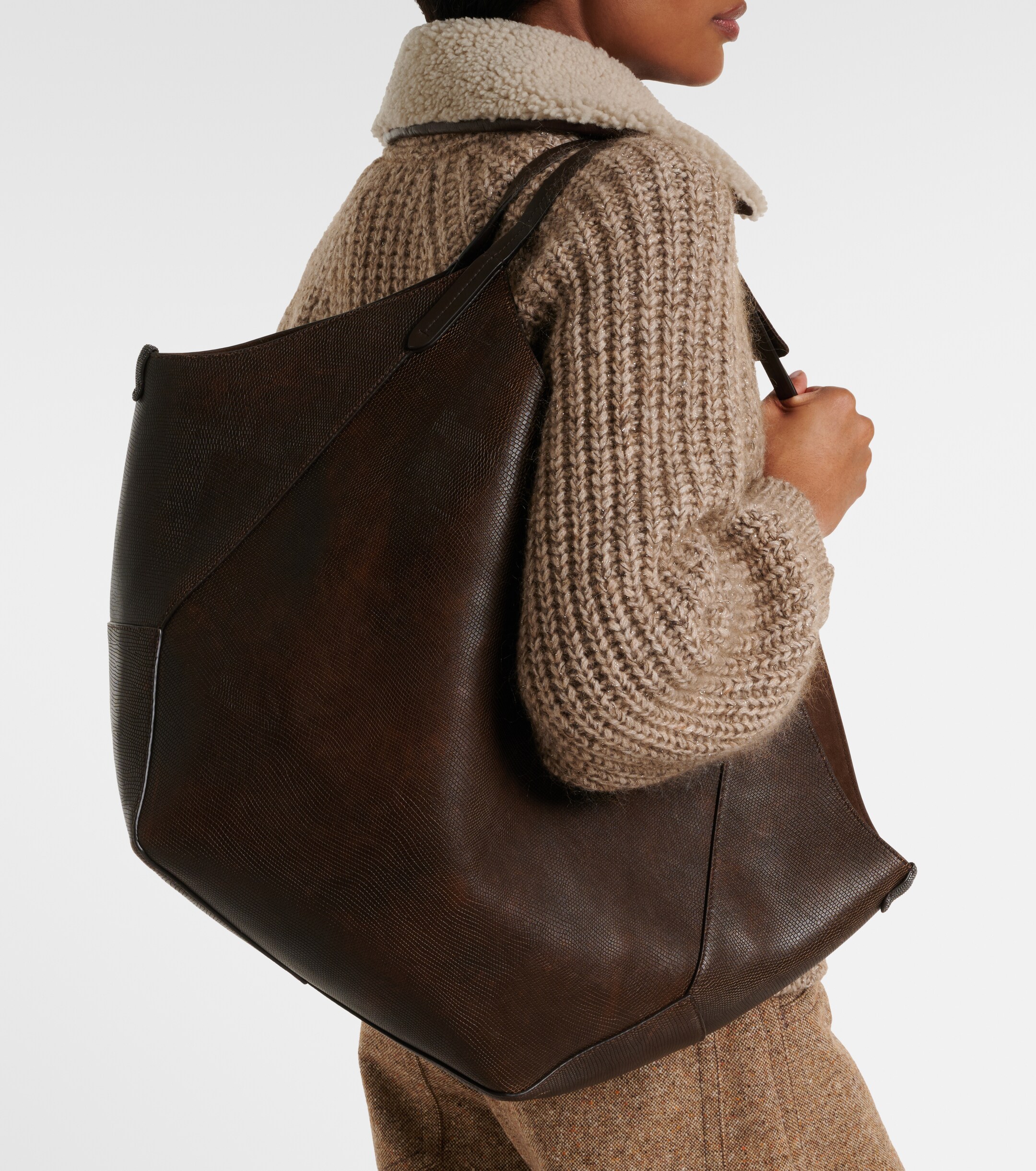 Brunello Cucinelli Monili Medium reversible leather tote bag