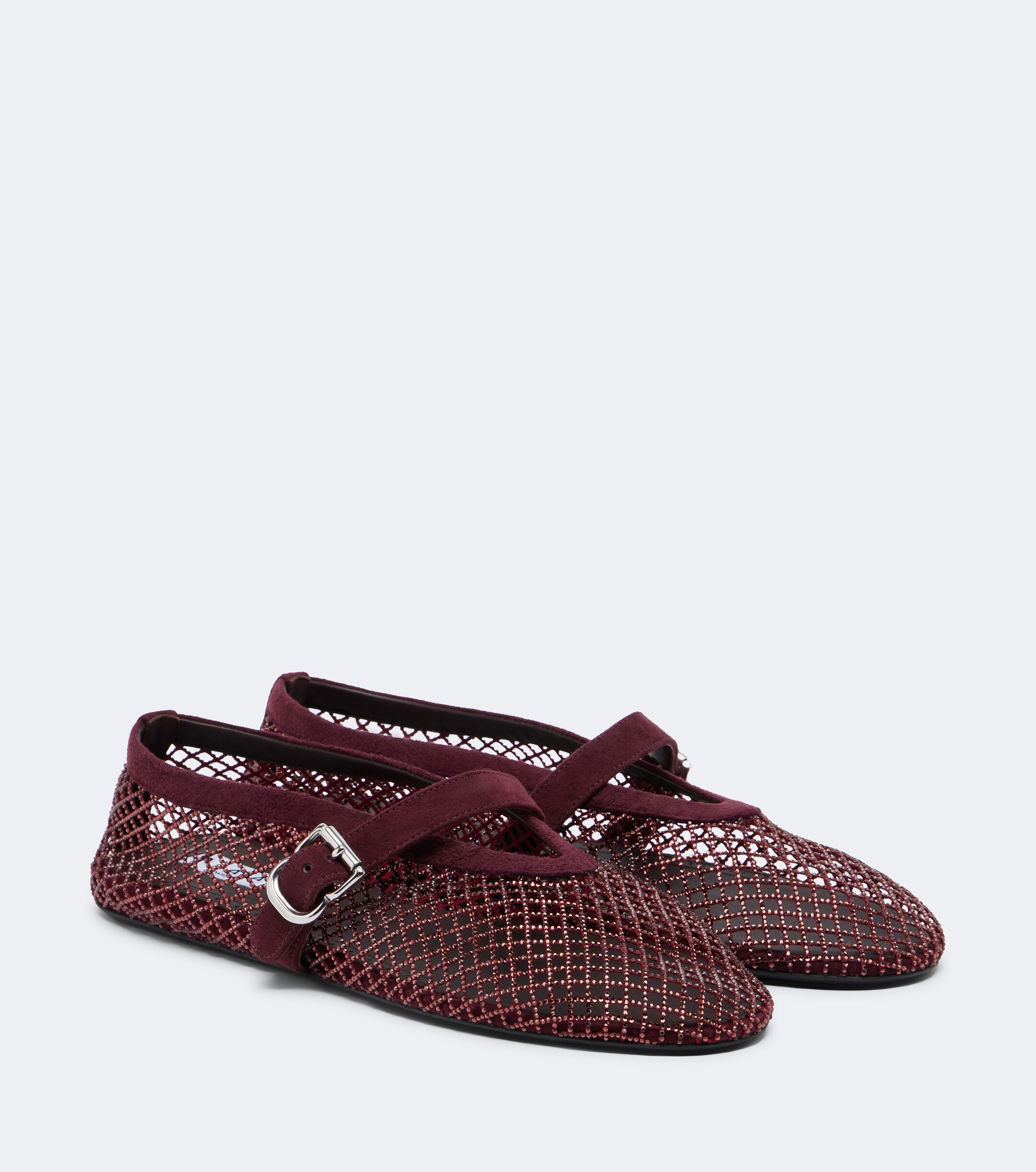 Alaïa Alaïa Embellished fishnet ballet flats